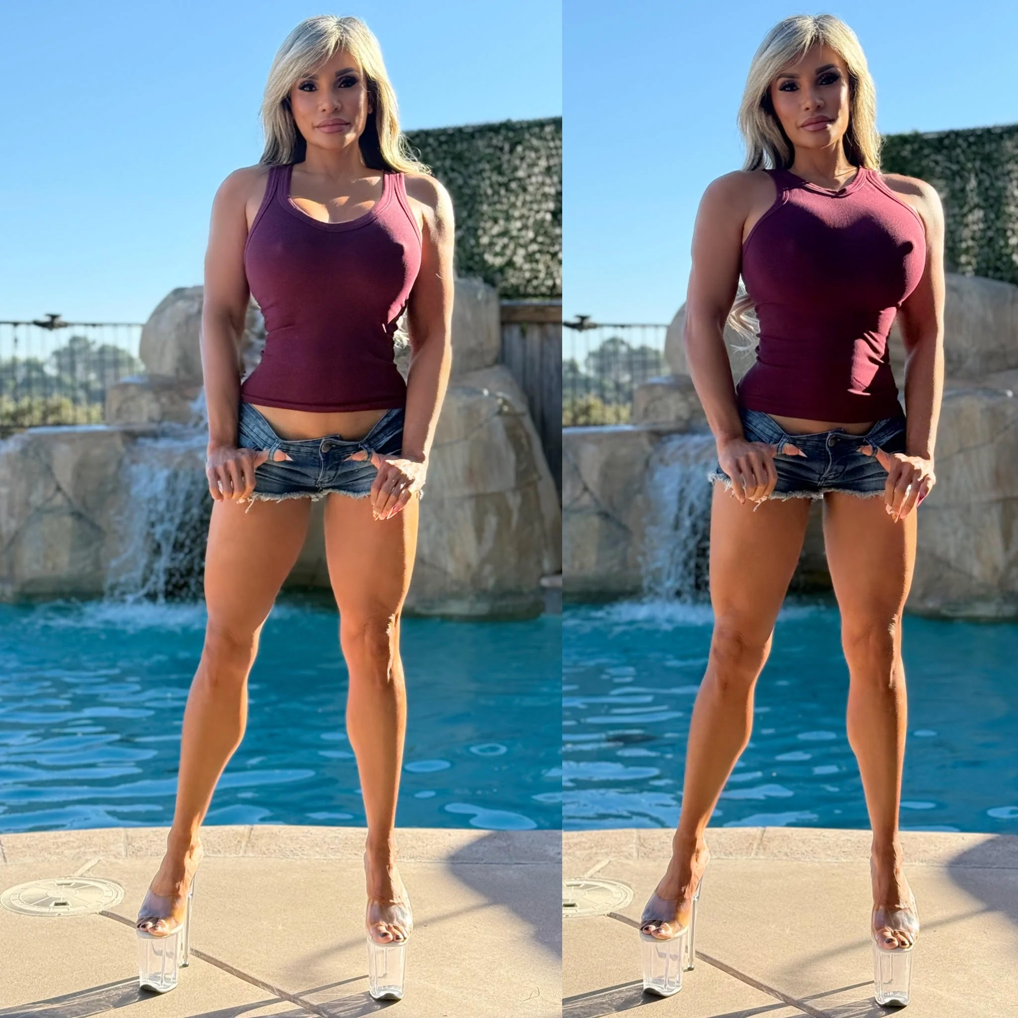 Connie's SIGNATURE "HIGH neck LOW neck REVERSIBLE RIBBED TANK Top" WINE 🍷🍷🍷, Perfect Fit SPANDEX, Made in the USA - Image 2