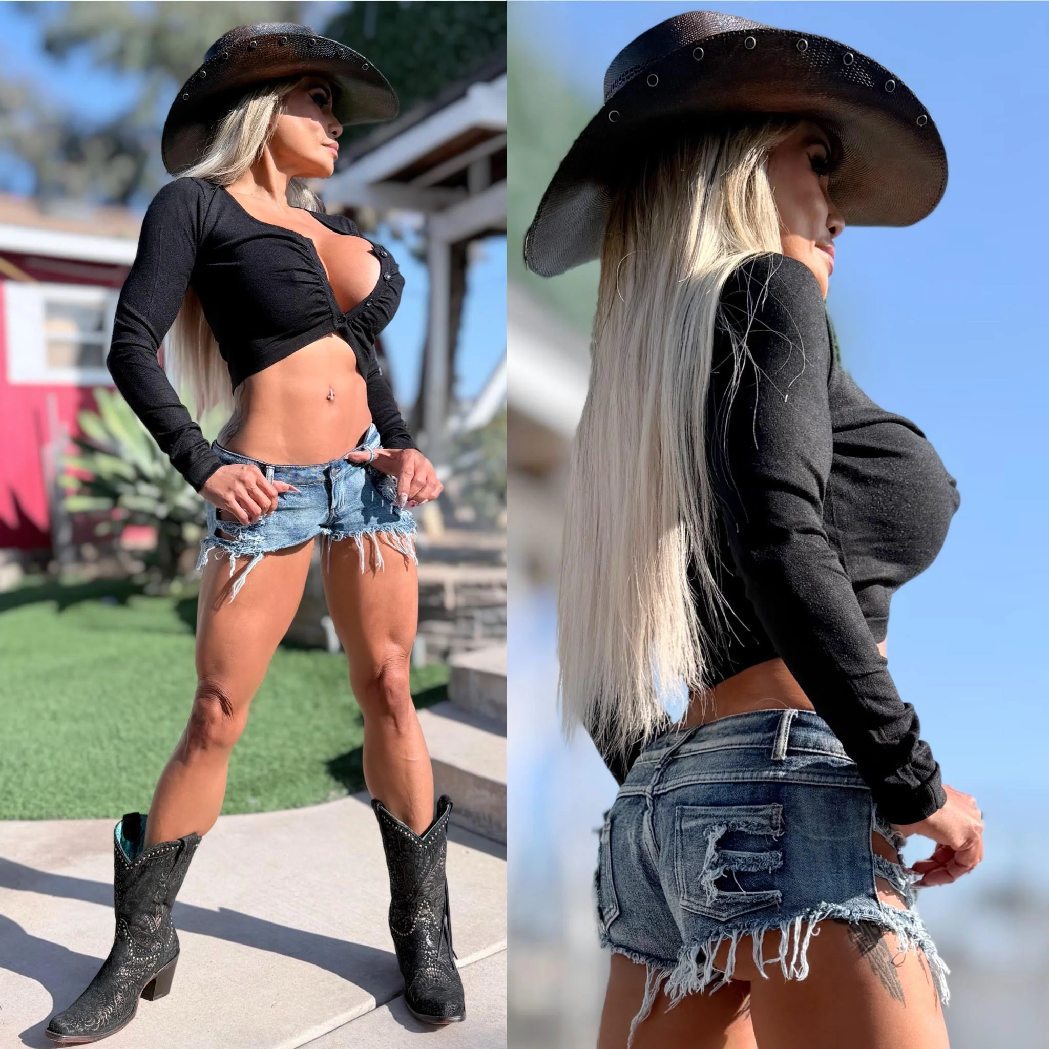 Connie's LIMITED!!! "RICH LIGHTWEIGHT SWEATER CROP TOP" Black Button Down, Soft, Stretchy Knit, Wear it with Anything - Image 2