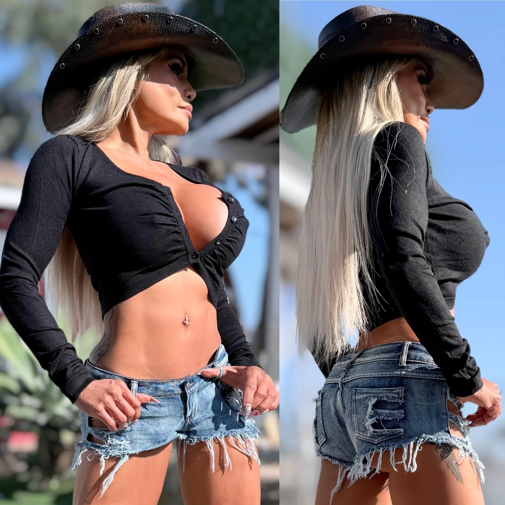 Connie's LIMITED!!! "RICH LIGHTWEIGHT SWEATER CROP TOP" Black Button Down, Soft, Stretchy Knit, Wear it with Anything - Image 4
