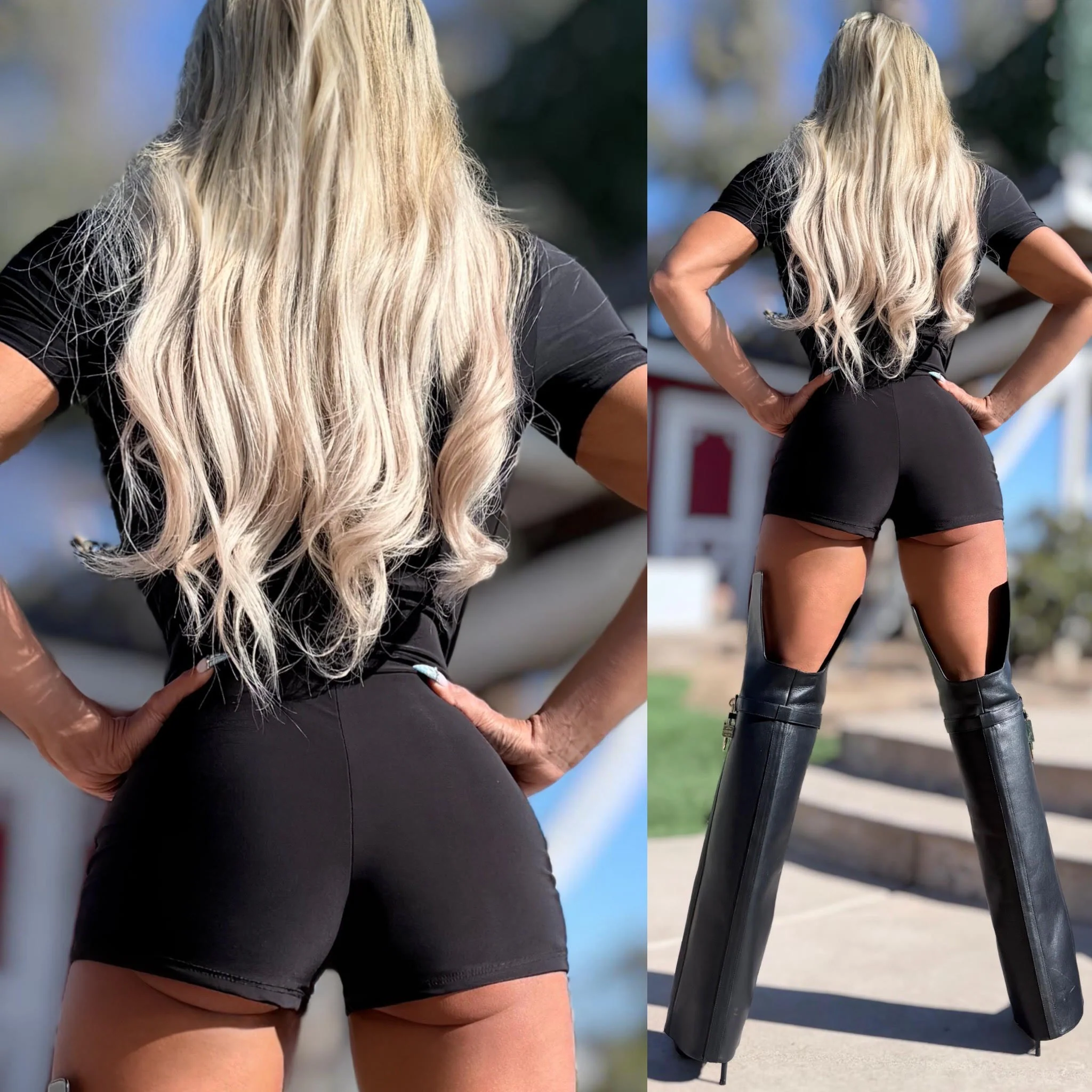 Connie's LIMITED "BLACK CLUB ROMPER 🍸" DEEP COWL PLUNGE with BOOTY PEEP, FULL stretch Fit No Zippers - Image 4