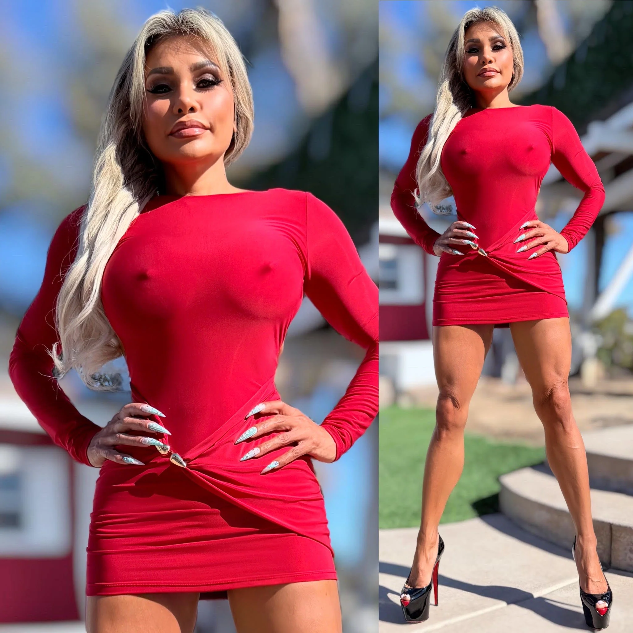 Connie's *EXCLUSIVE* "EXTRA SHORT!! EXTRA SIDE CLEAVAGE!!! Mini" RED Sweet From the Front 😇 Sinful from the Back 😈 Made in the USA - Image 8