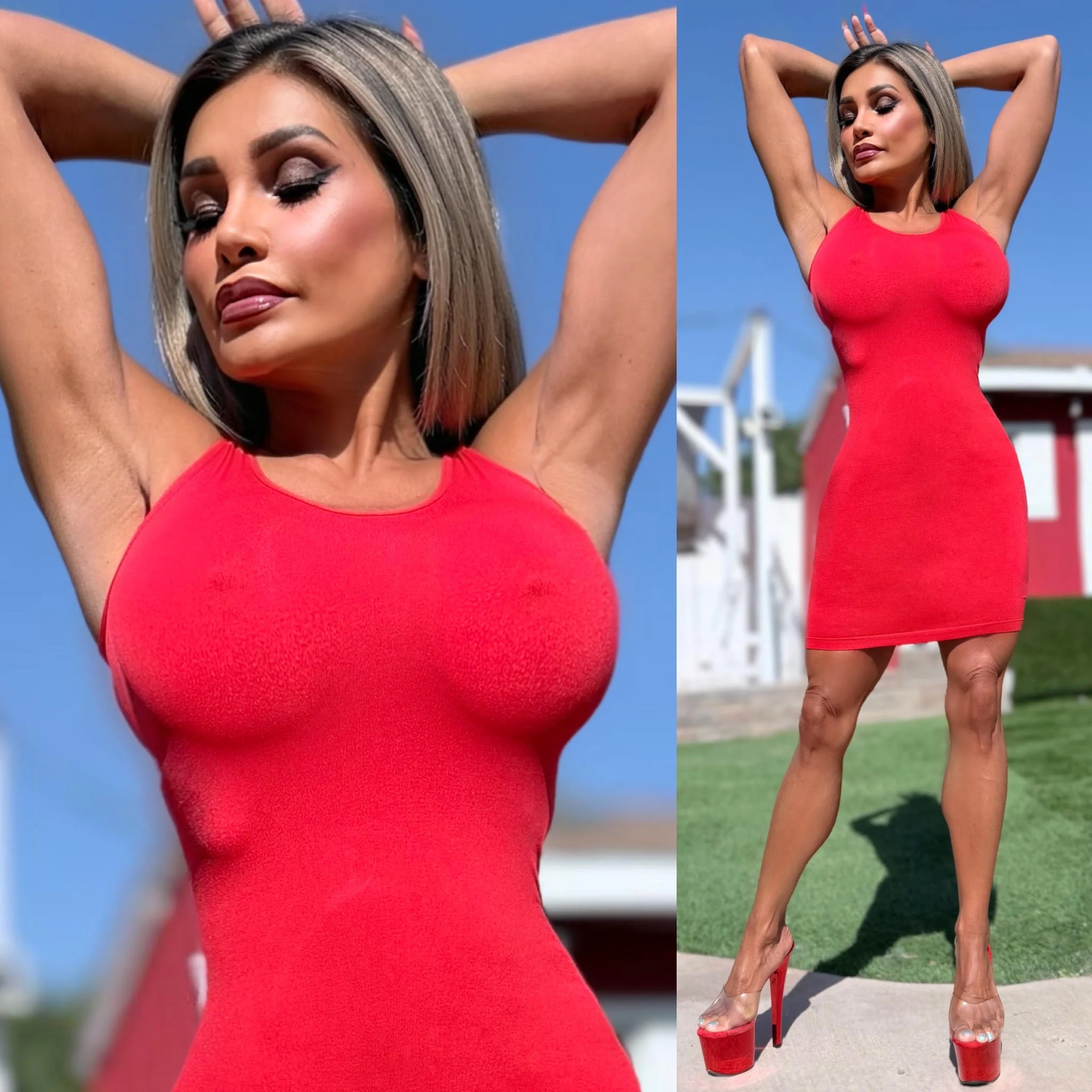 Connie's EXCLUSIVE "EVERYDAY TIGHT FIT HEAD TURNER SEAMLESS Mini" RED, Super Stretchy, Tank Dress - Image 4