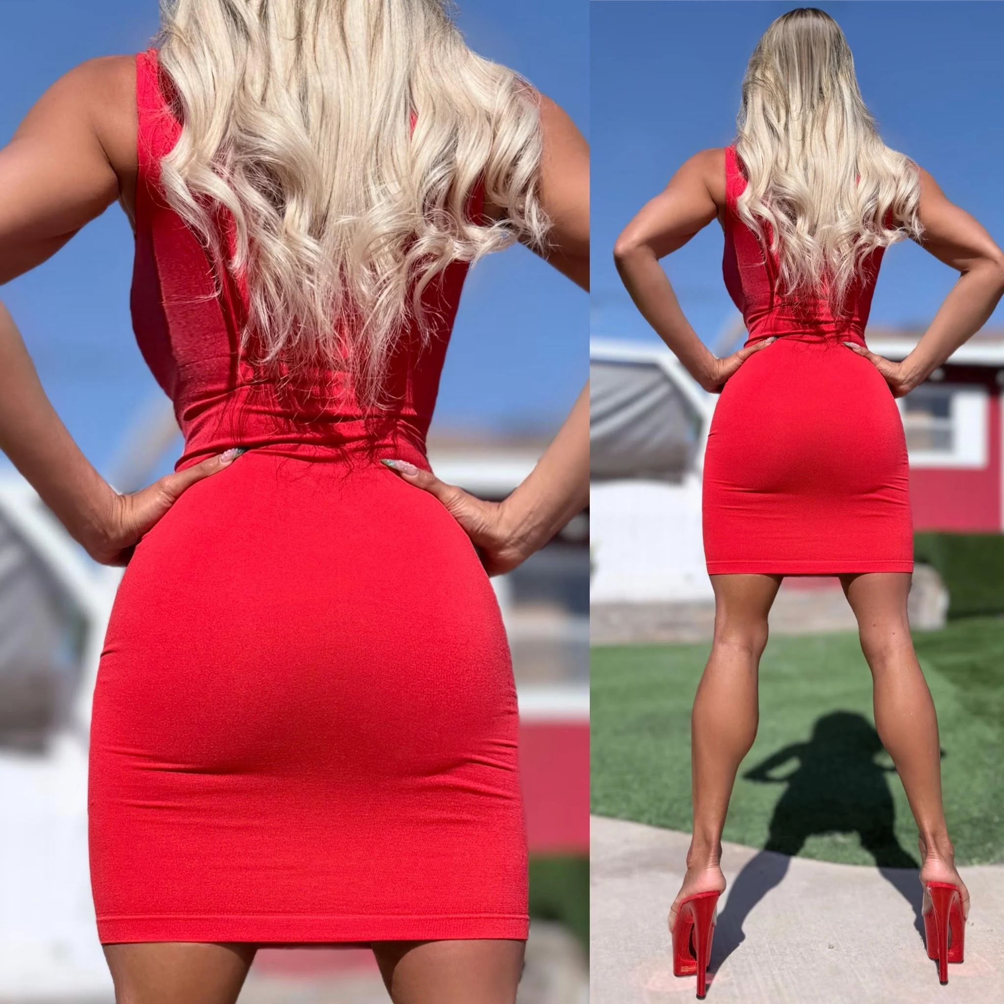 Connie's EXCLUSIVE "EVERYDAY TIGHT FIT HEAD TURNER SEAMLESS Mini" RED, Super Stretchy, Tank Dress - Image 5