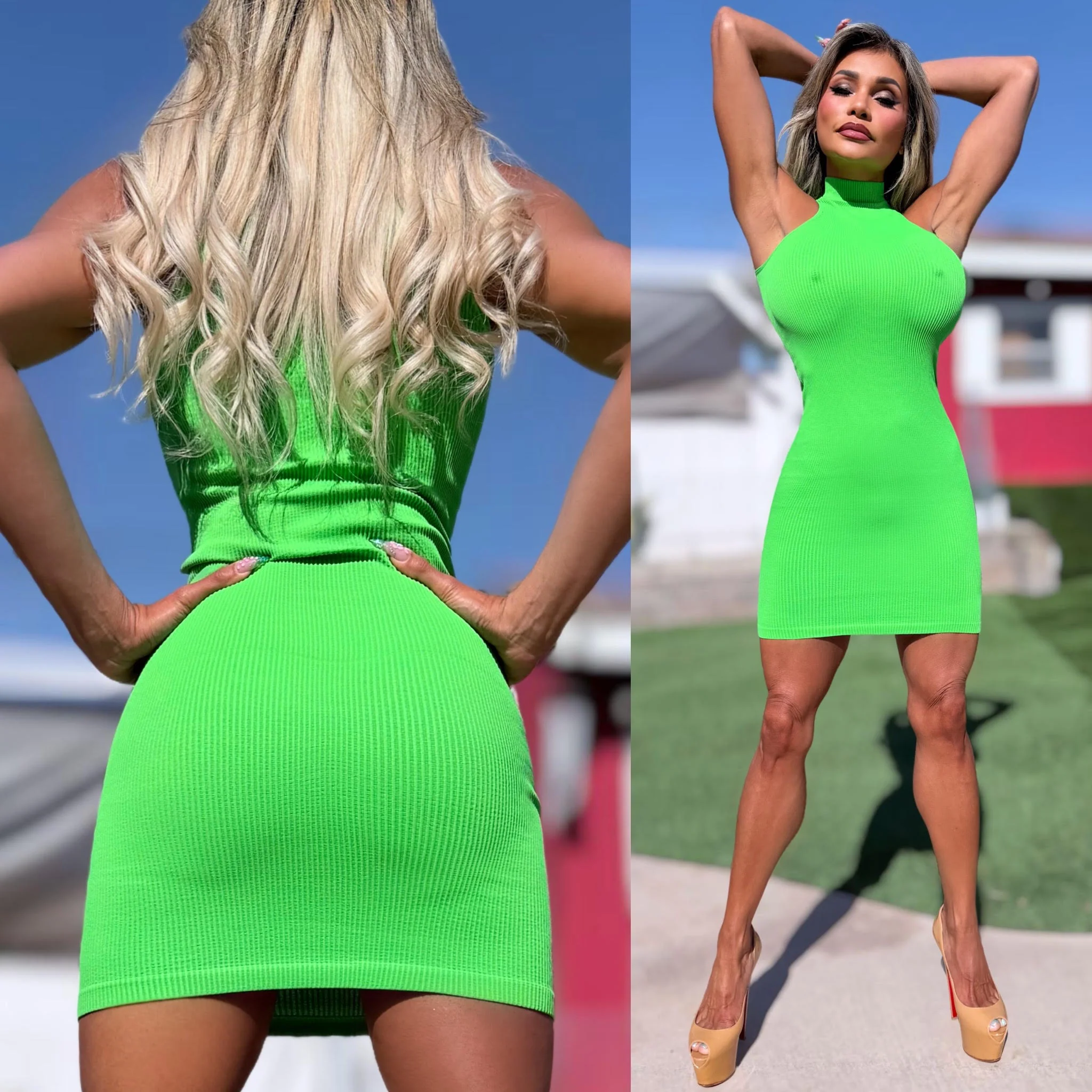 Connie's EXCLUSIVE "SEAMLESS and DELICIOUS SHAMROCK ☘️ RIBBED MOCK NECK Mini" GREEN Super Stretchy, NOT LINED - Image 5