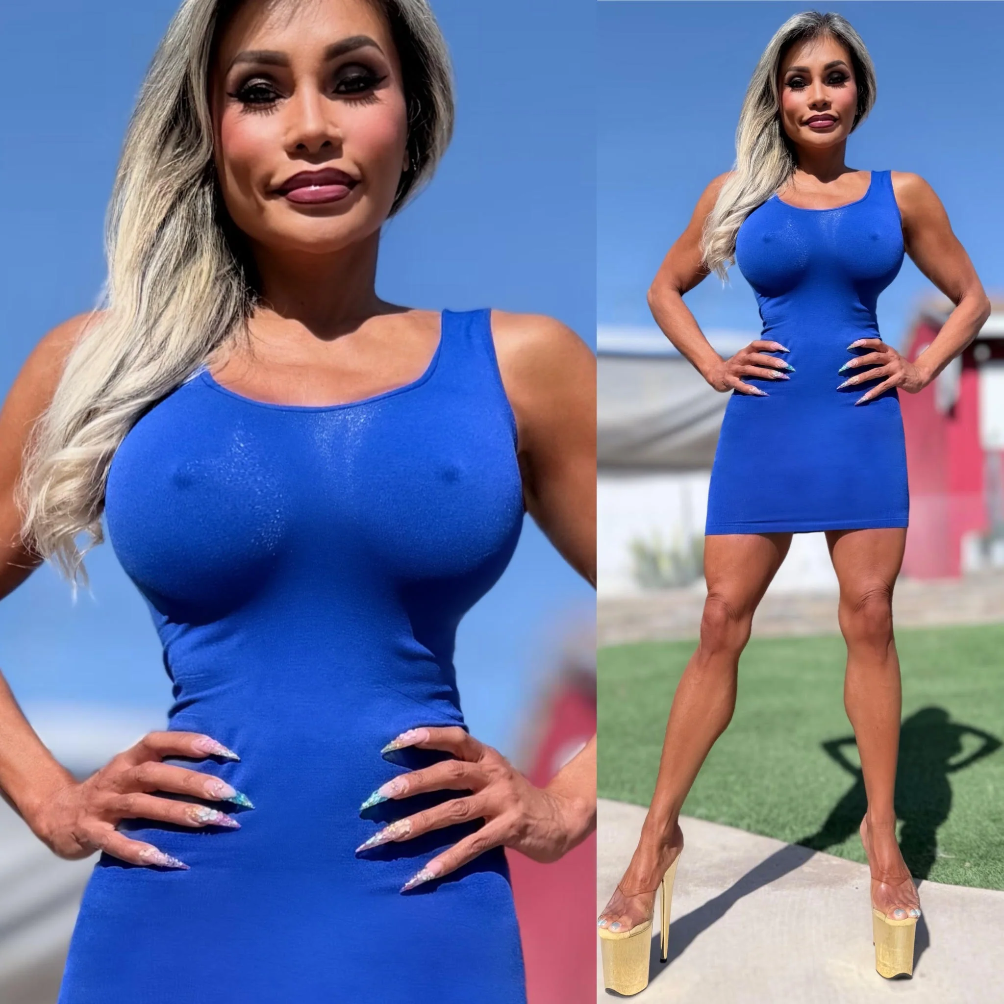 Connie's EXCLUSIVE "EVERYDAY TIGHT FIT HEAD TURNER SEAMLESS Mini" ROYAL BLUE, Super Stretchy, Tank Dress - Image 2