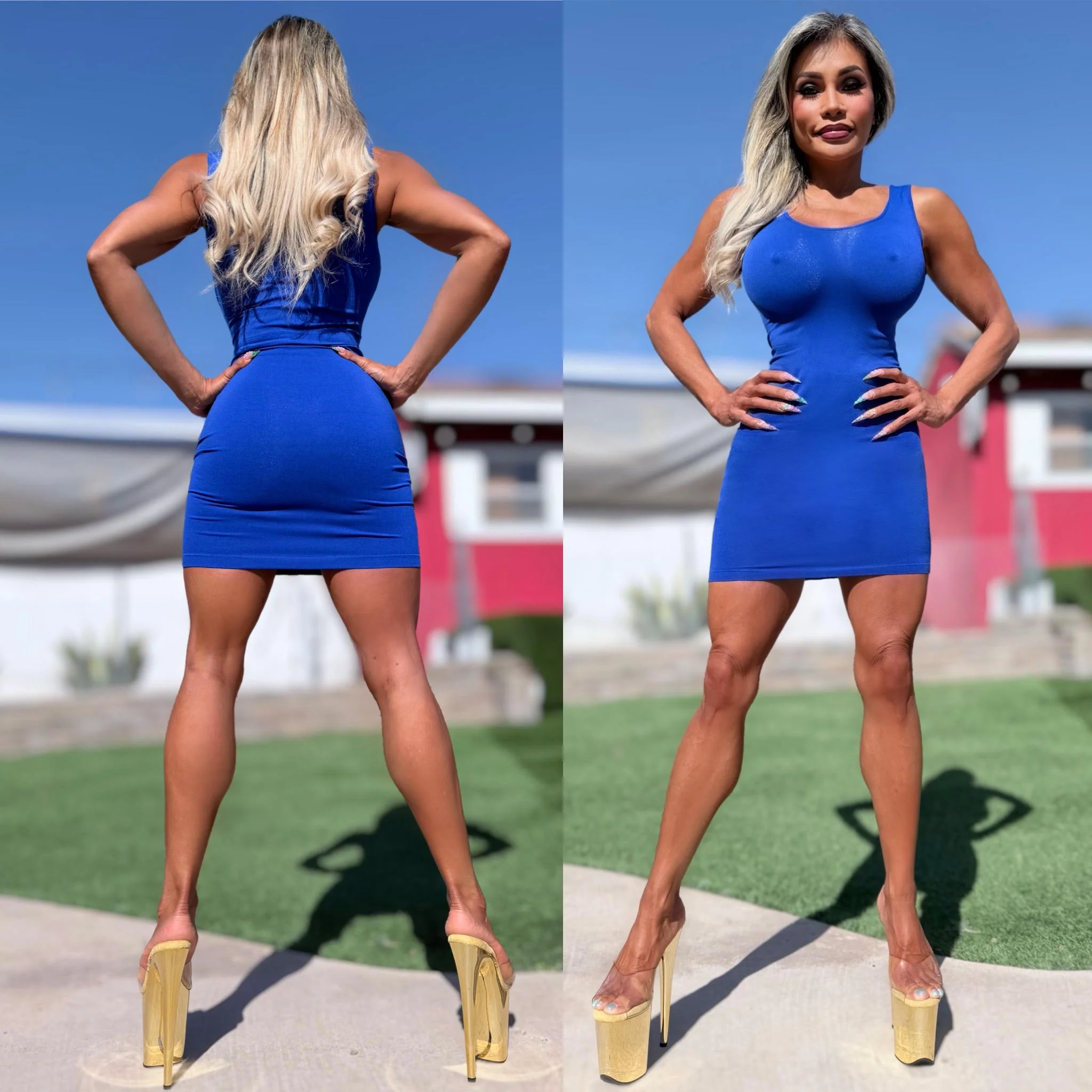 Connie's EXCLUSIVE "EVERYDAY TIGHT FIT HEAD TURNER SEAMLESS Mini" ROYAL BLUE, Super Stretchy, Tank Dress - Image 4