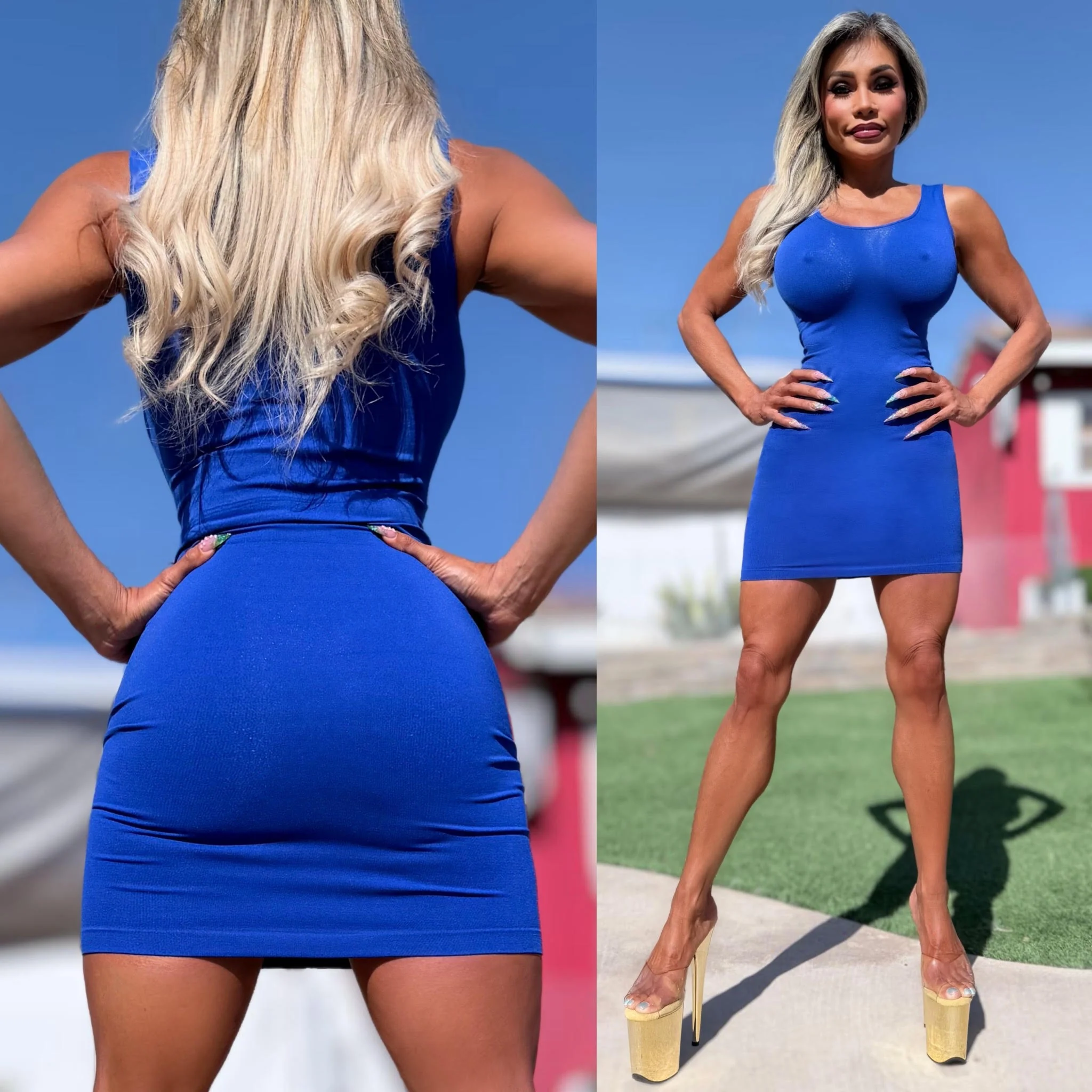 Connie's EXCLUSIVE "EVERYDAY TIGHT FIT HEAD TURNER SEAMLESS Mini" ROYAL BLUE, Super Stretchy, Tank Dress - Image 5