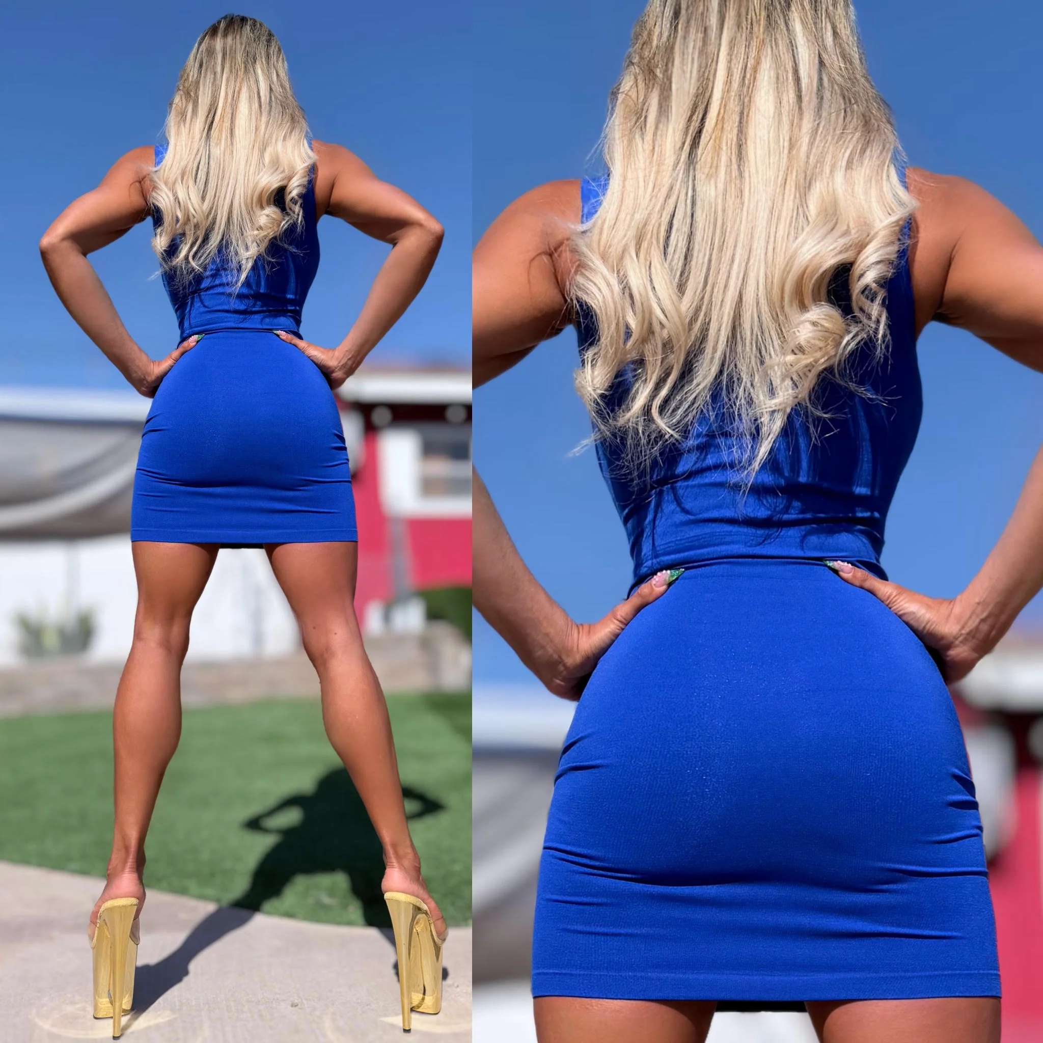 Connie's EXCLUSIVE "EVERYDAY TIGHT FIT HEAD TURNER SEAMLESS Mini" ROYAL BLUE, Super Stretchy, Tank Dress - Image 6