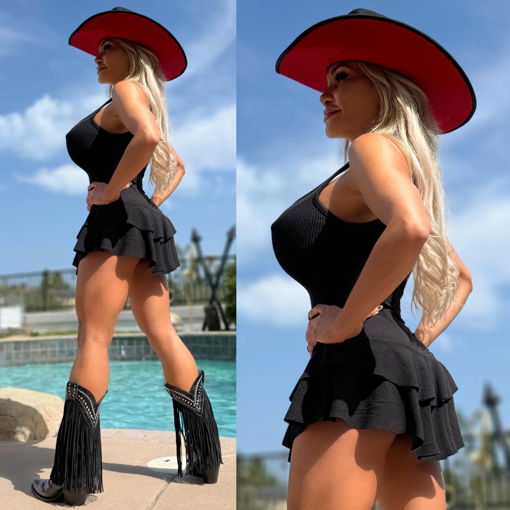 Connie's EXCLUSIVE & LIMITED "Short Short BLACK Stretch Ribbed MICRO Mini" Ruffle Lower and Built in Booty Shorts, Made in The USA - Image 3