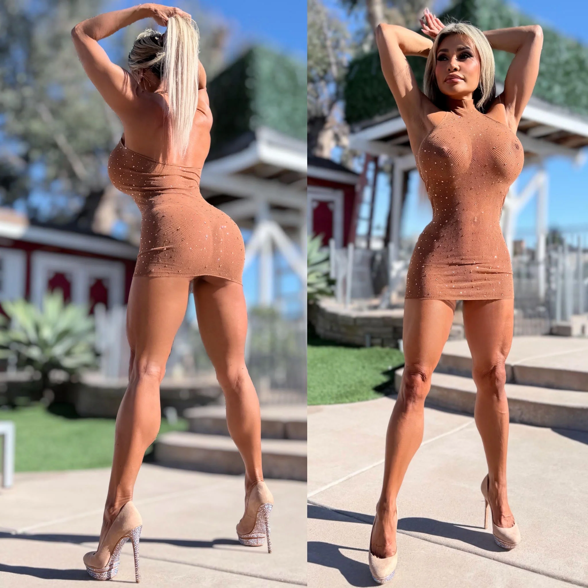 Connie's EXCLUSIVE "NAKED ISLAND GIRL โจ CHAMPAGNE ROOM MINI" Rhinestone Sparkle, Extreme Stretch See Thru MESH Lingerie Mini Dress