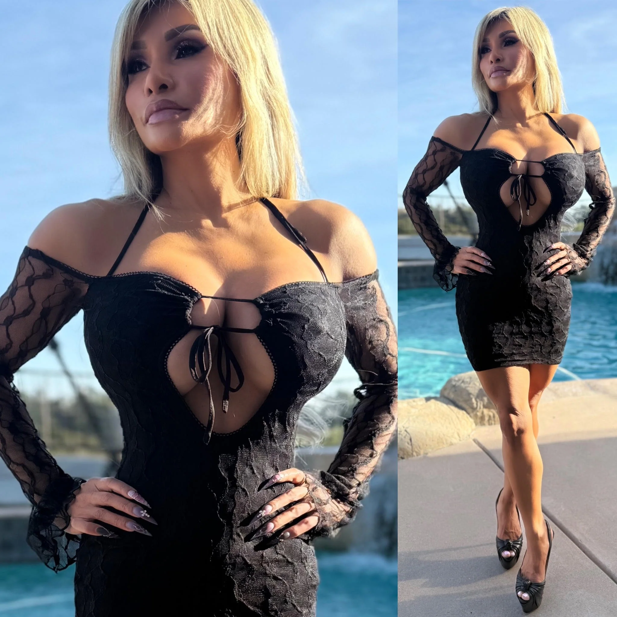FINAL SALE Connie's EXCLUSIVE & RICH "BLACK LACE VIXEN Mini" FULL STRETCH Fabric, Lined Front back and See thru Arms - Image 6