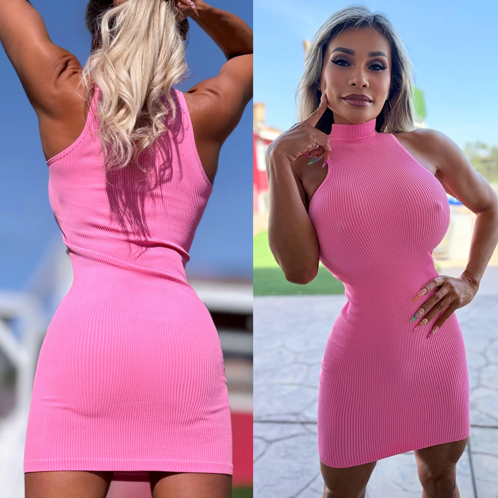 Connie's EXCLUSIVE "SEAMLESS and DELICIOUS STRAWBERRY MILK 🍓🍓🍓 PINK RIBBED MOCK NECK Mini" Super Stretchy, NOT LINED - Image 5