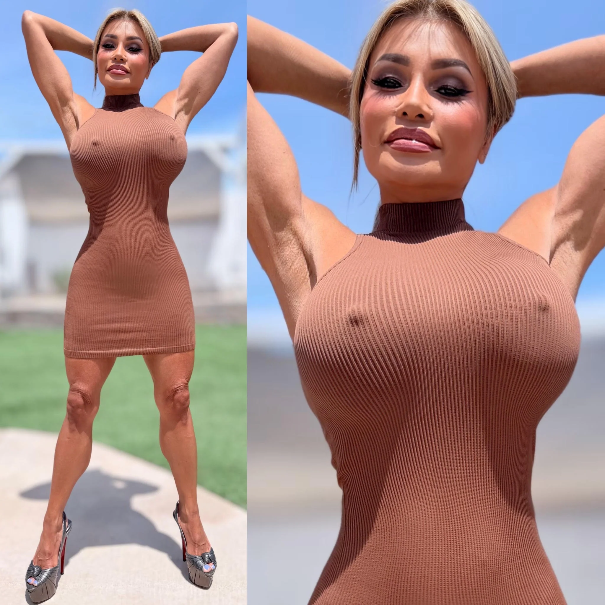 Connie's EXCLUSIVE "SEAMLESS and DELICIOUS ☕MOCHA☕ RIBBED MOCK NECK Mini" Super Stretchy, NOT LINED - Image 2