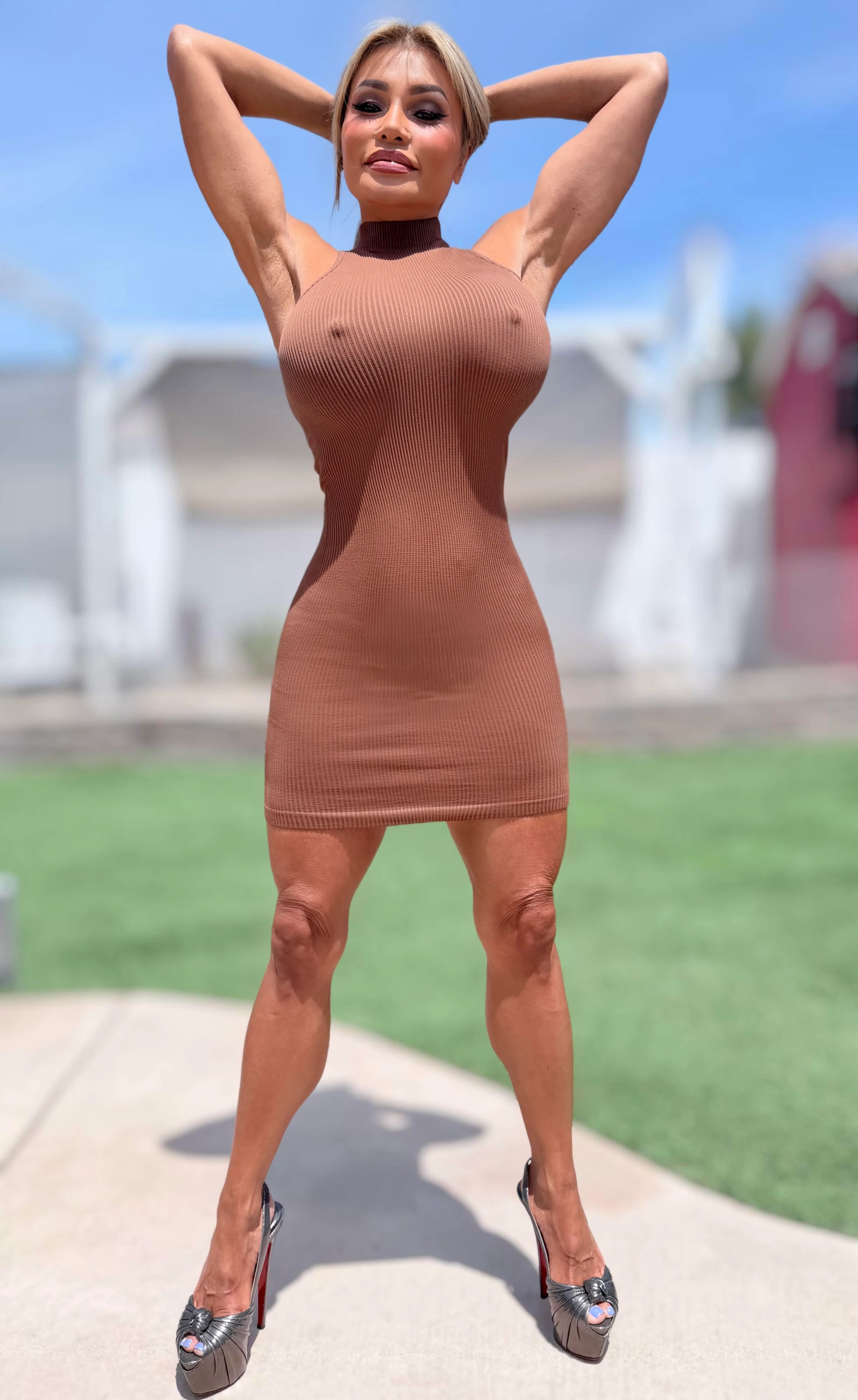 Connie's EXCLUSIVE "SEAMLESS and DELICIOUS ☕MOCHA☕ RIBBED MOCK NECK Mini" Super Stretchy, NOT LINED - Image 7