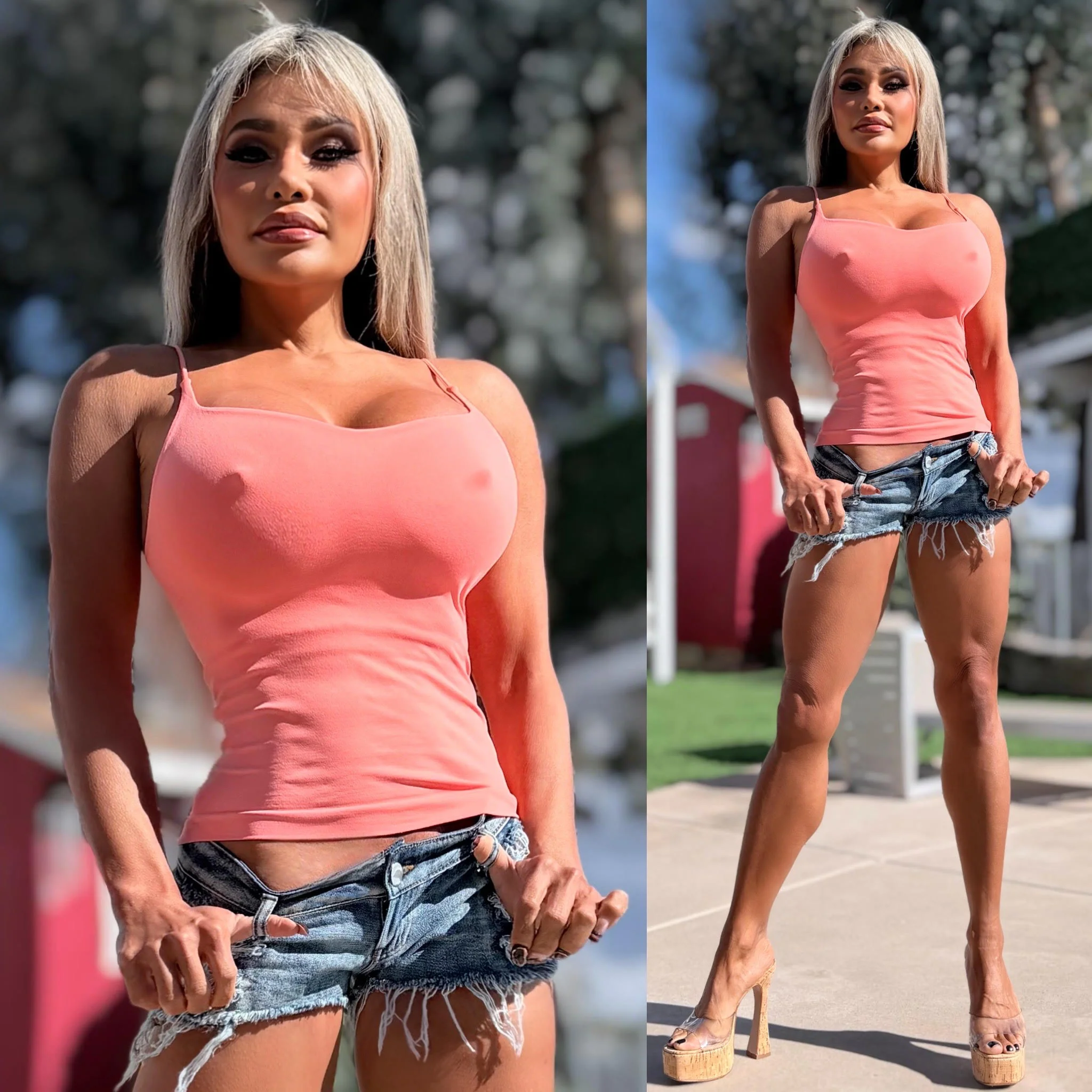 Connie's Exclusive "SEAMLESS and SMOOTH DOUBLE Layer CAMI Top" SMOOTH THAI PEACH Super Stretch Fit...Made in The USA😍 - Image 3