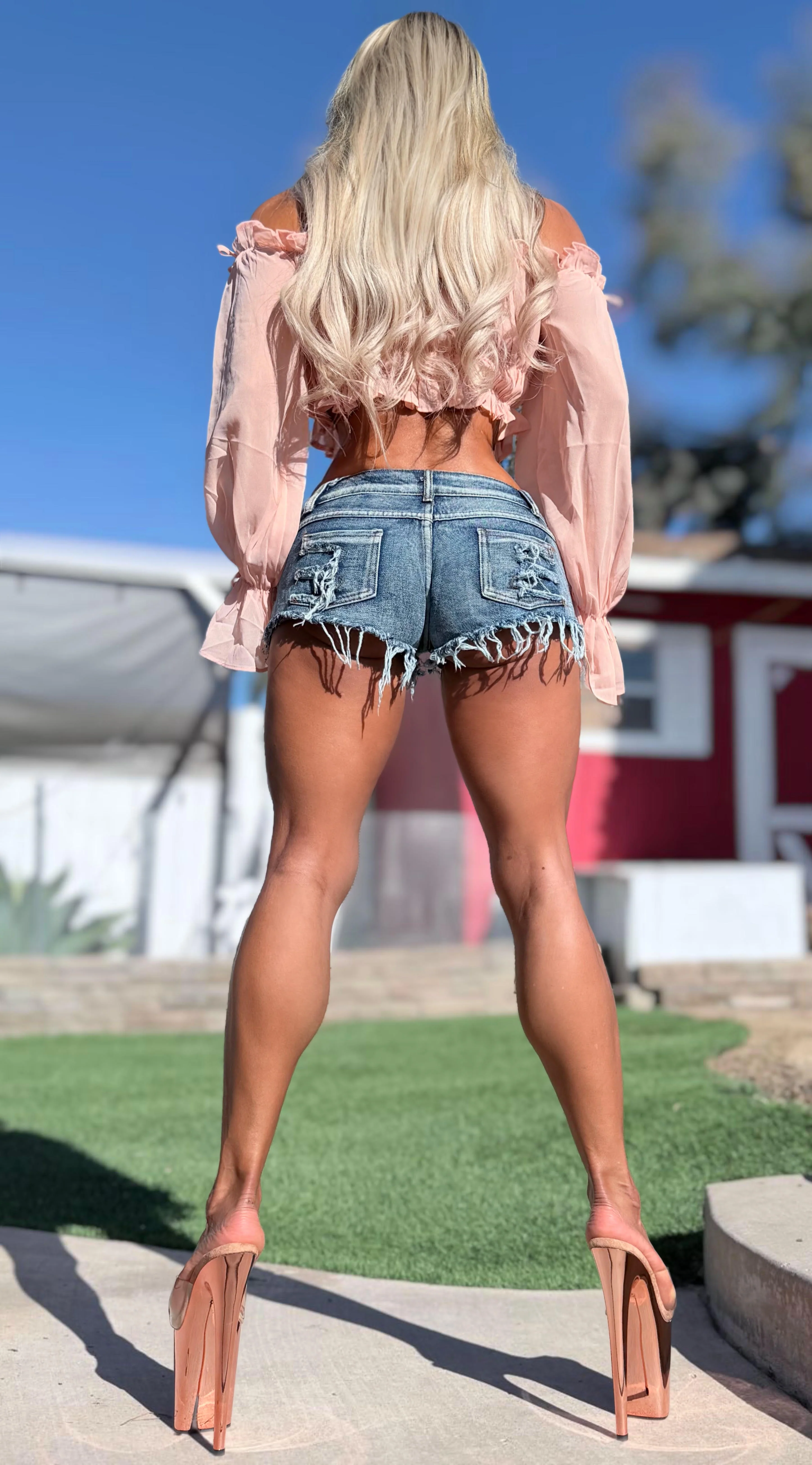 Connie's EXCLUSIVE!!! "Semi Sheer Passion Pink LONG SLEEVE Crop Top" Soft Semi See thru with Elastic chest to fit a wide range of sizes, Not For the Shy - Image 8