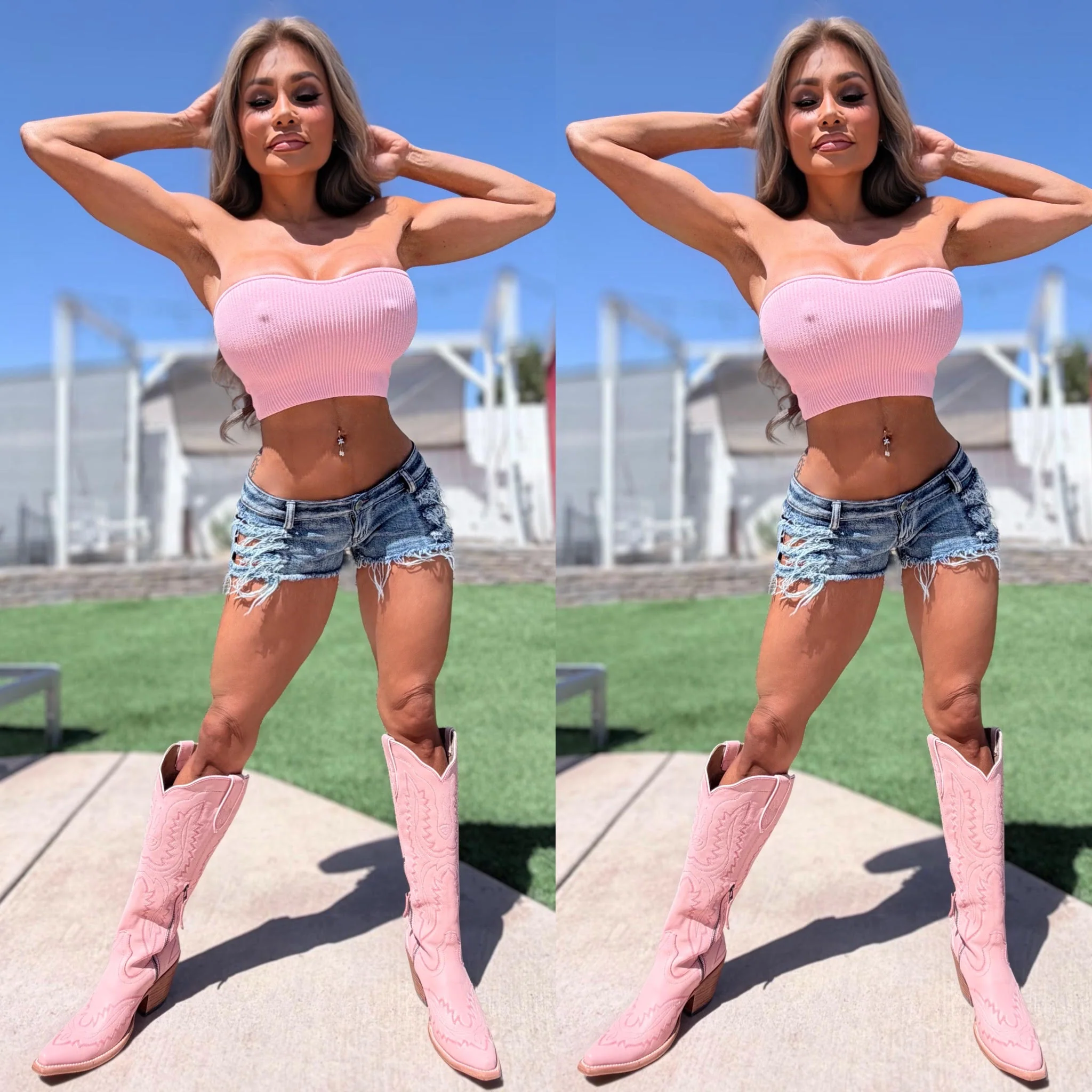 Connie's EXCLUSIVE "PINK RIBBED STRAPLESS TOP" Super Stretchy Tube, Made of a Nice RICH RIBBED FABRIC - Image 2