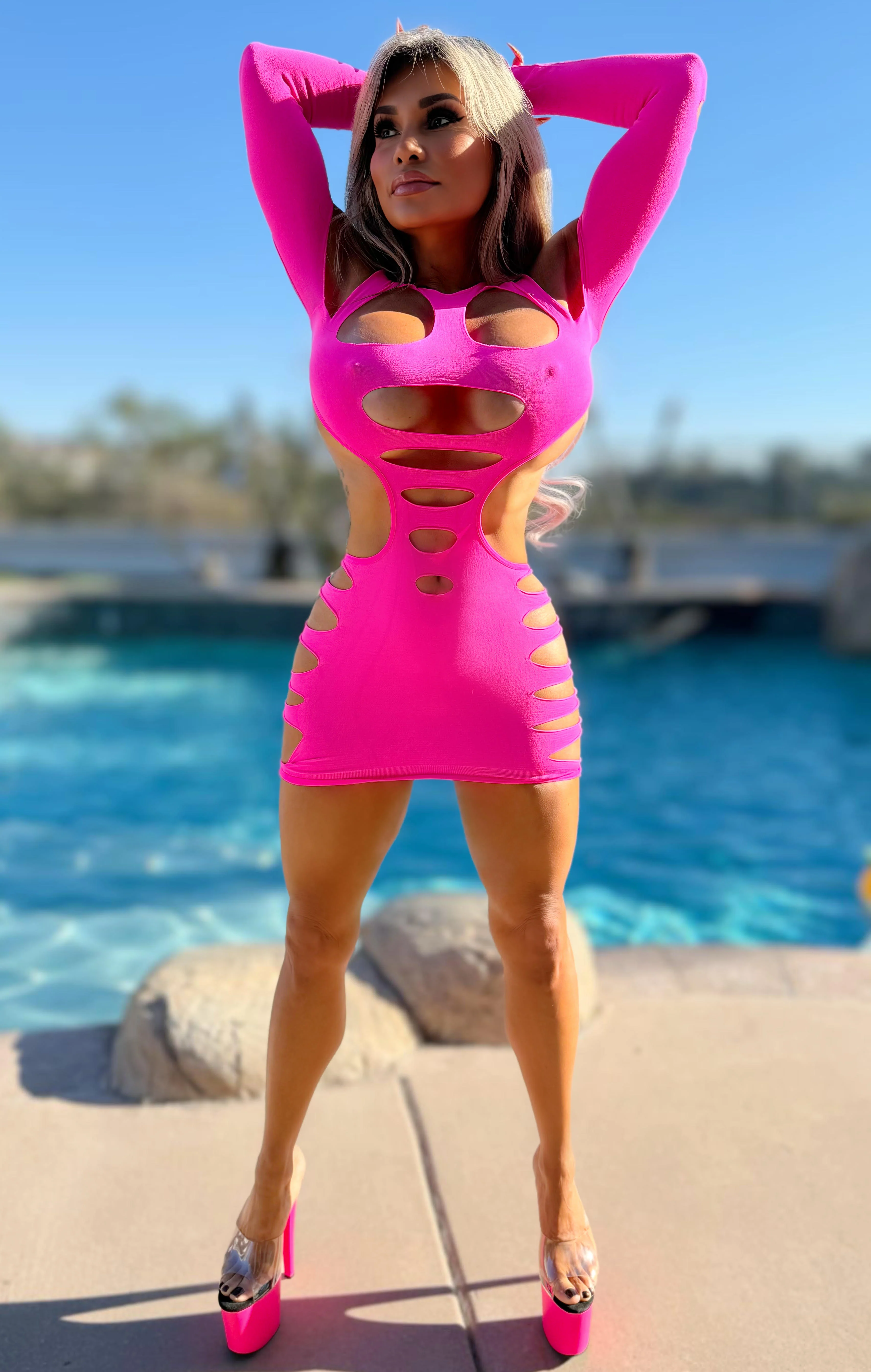 Connie's EXCLUSIVE "VIP CLUB GIRL Micro Mini Dress" Super Short Cheeky Cut, with Extreme Stretch, Seductive Cutsouts - Image 8