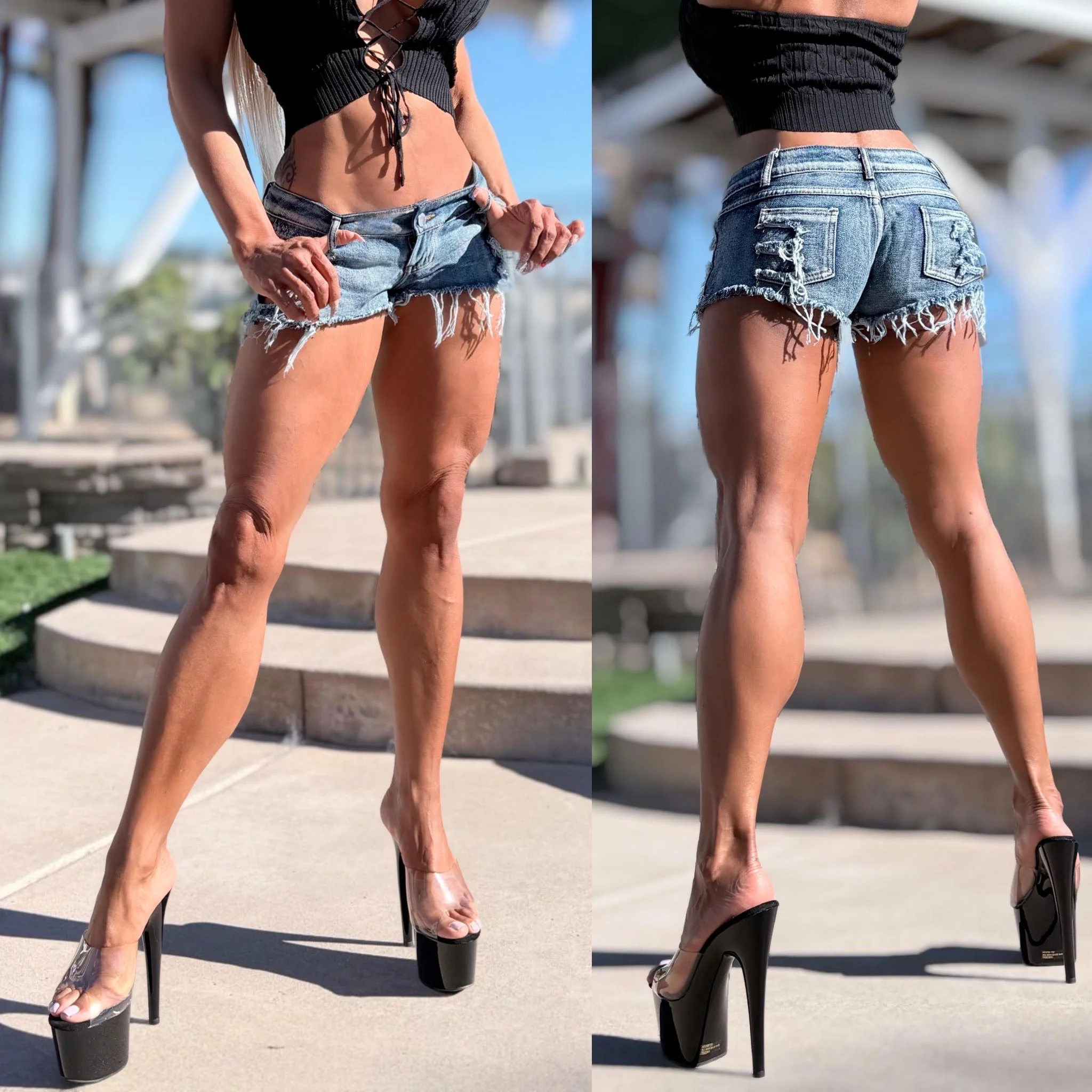 Connie's  "DESTROYED LOW RISE BOOTY FLASH Jean Shorts"  5 Pocket Zip front Top Button Perfection 🩷🩷🩷 - Image 2