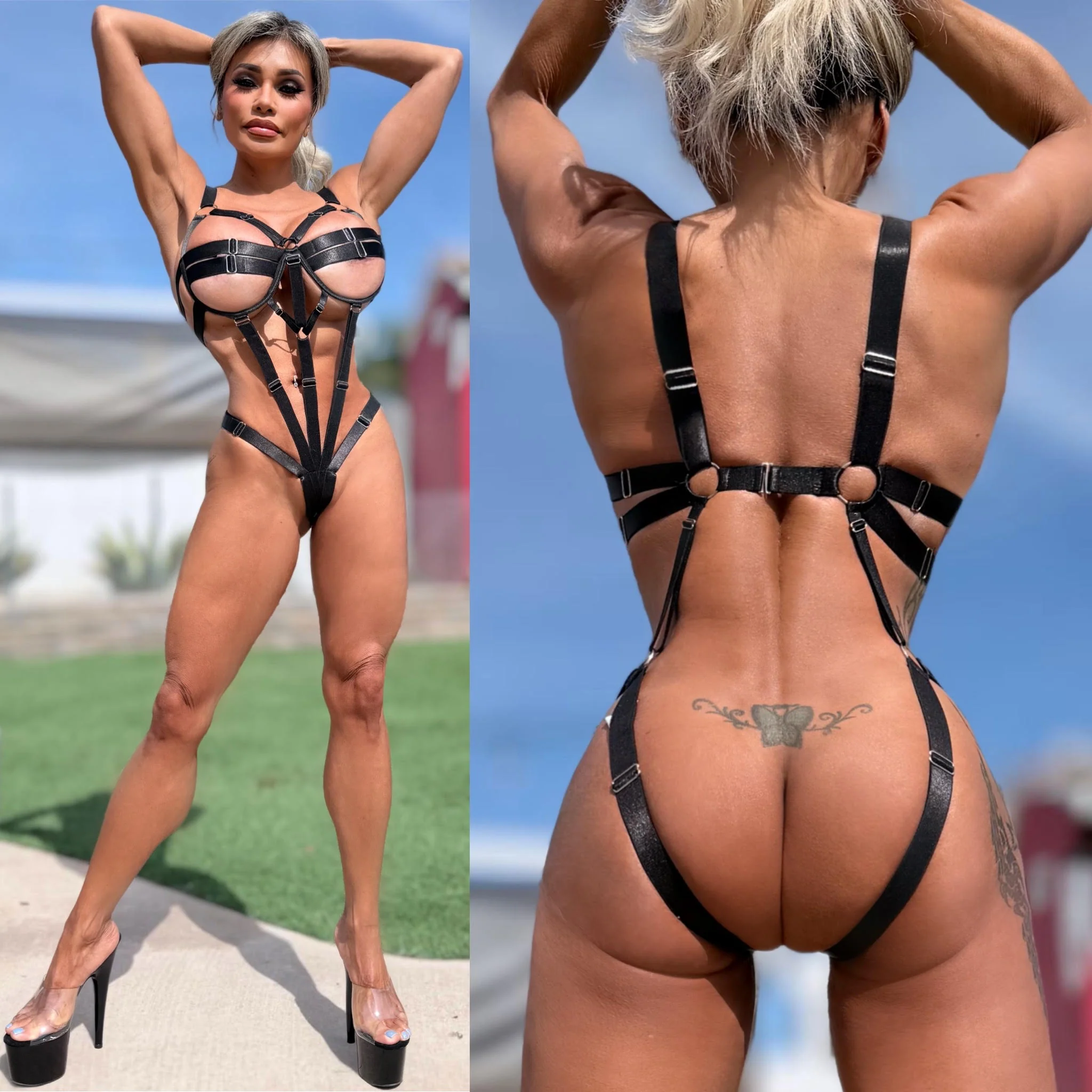 Connie's LIMITED Adults ONLY FULLY ADJUSTABLE "F ME 😈💋😈 BODYSUIT" Adjusts to about any Body type, Lingerie or Club Bodysuit - Image 2