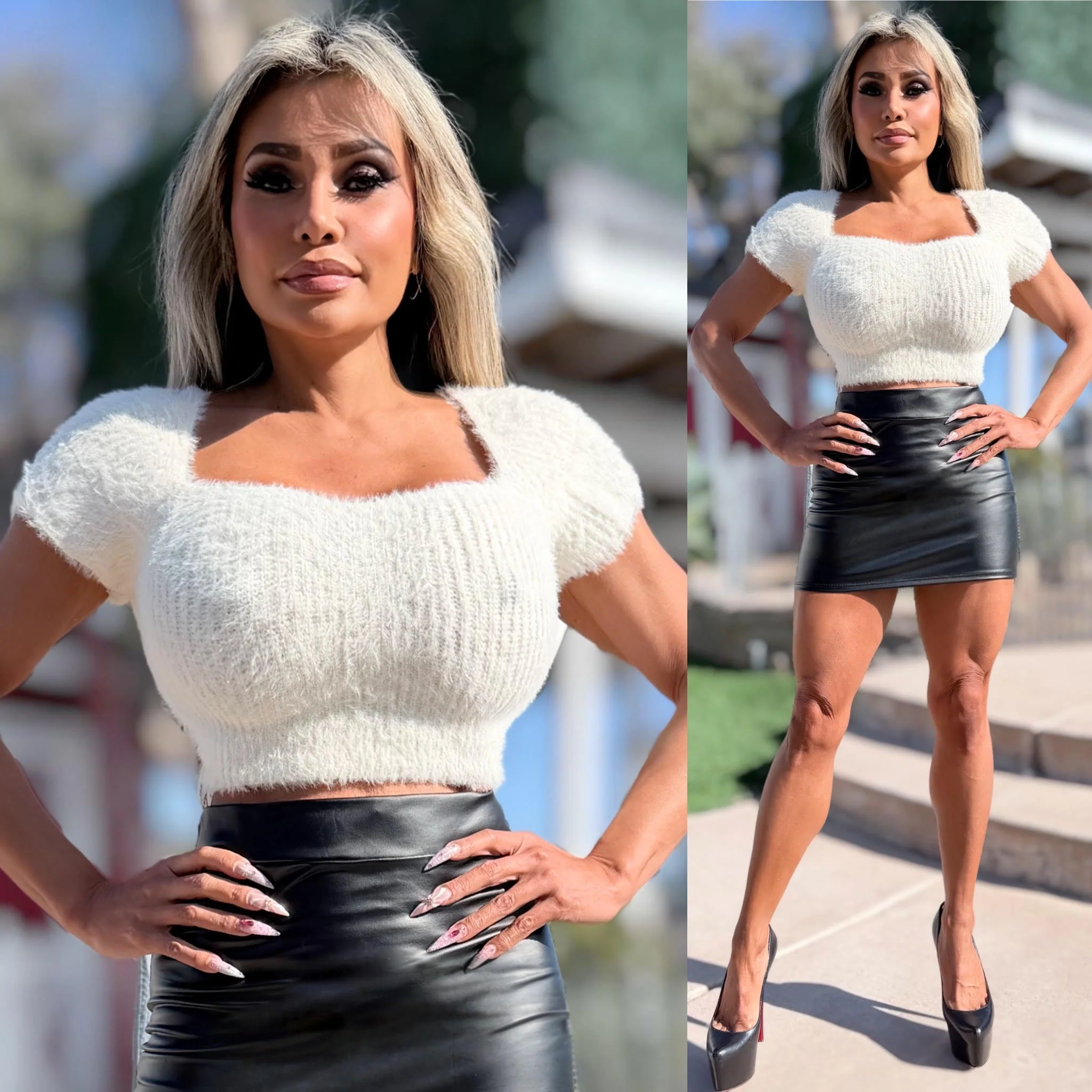 Connie's LIMITED EXCLUSIVE "FLUFFY WHITE CREAM Crop Top" Soft Stretch Fit, With Adjustable waist string to make it fit perfect - Image 4