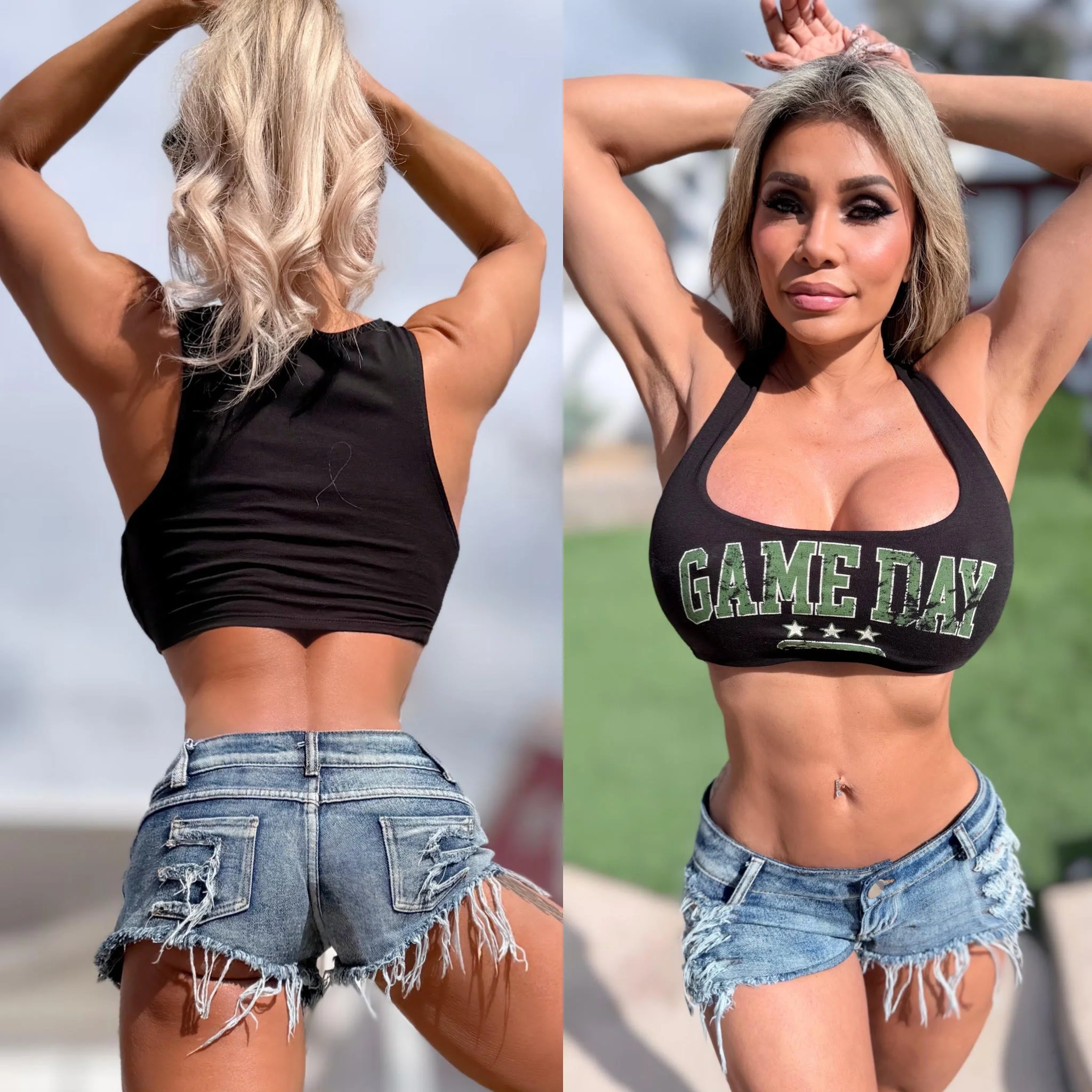 Connie's LIMITED!!! "VINTAGE DISTRESSED GAME DAY CROP "T" TANK" SOFT STRETCH TIGHT FIT CROP Top, VINTAGE LOOK Graphics - Image 2