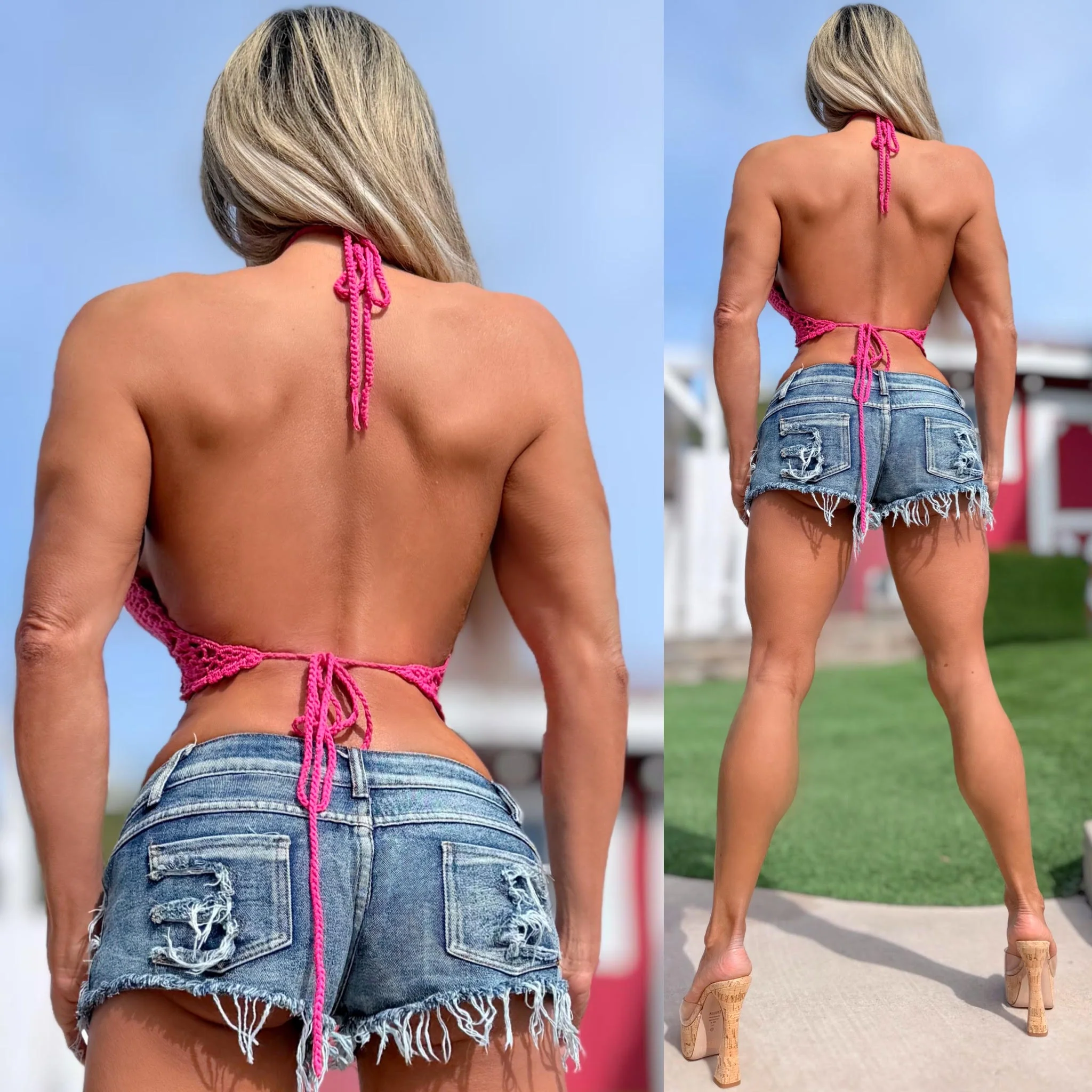 Connie's LIMITED TOP!!!  Potential Underbood Exposure "PINK CROCHET Halter Top" Adjustable Neck and Back Tie, Fits Just about Anyone ❤️ - Image 4