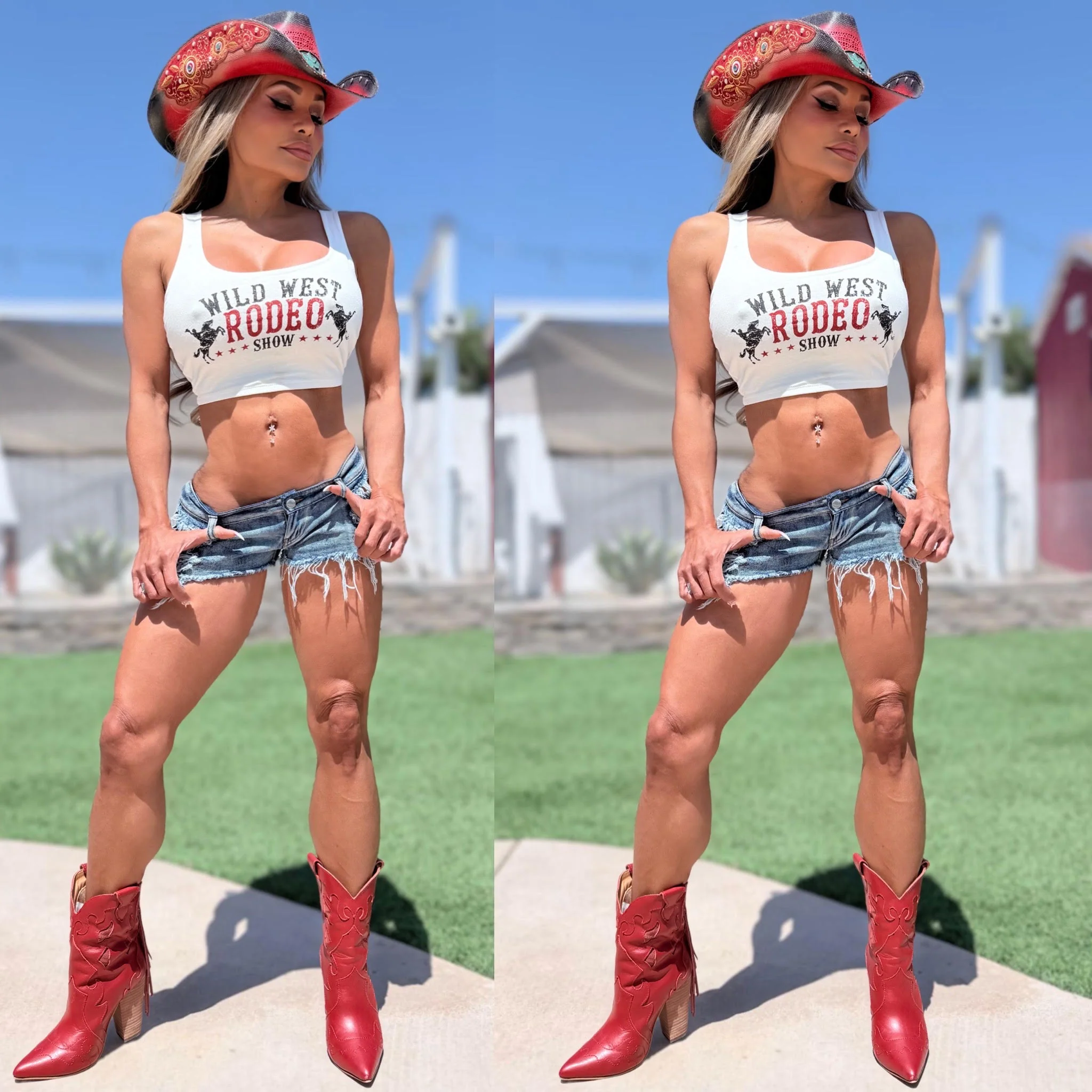 Connie's LIMITED!!! "WILD WEST RODEO SHOW" VINTAGE LOOK Graphics, WHITE SOFT STRETCH TIGHT FIT Top - Image 3