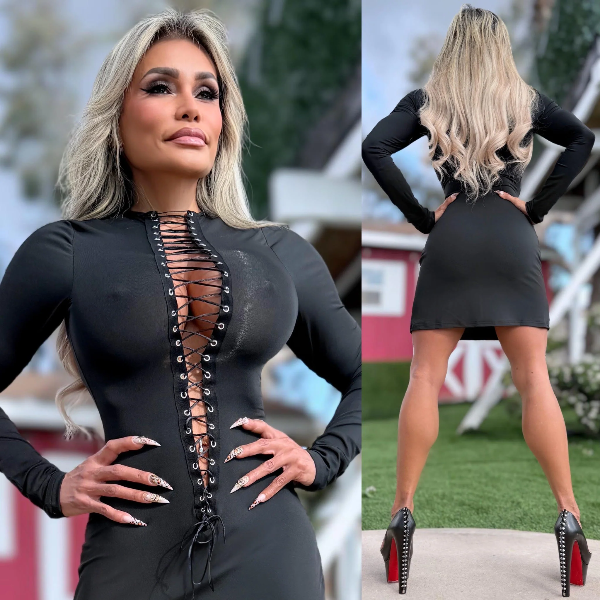 Connie's "OPEN LACE UP CHEST Mini" BLACK & BLACK Trim and adjustable Lace, FULL STRETCH FIT!!! - Image 6