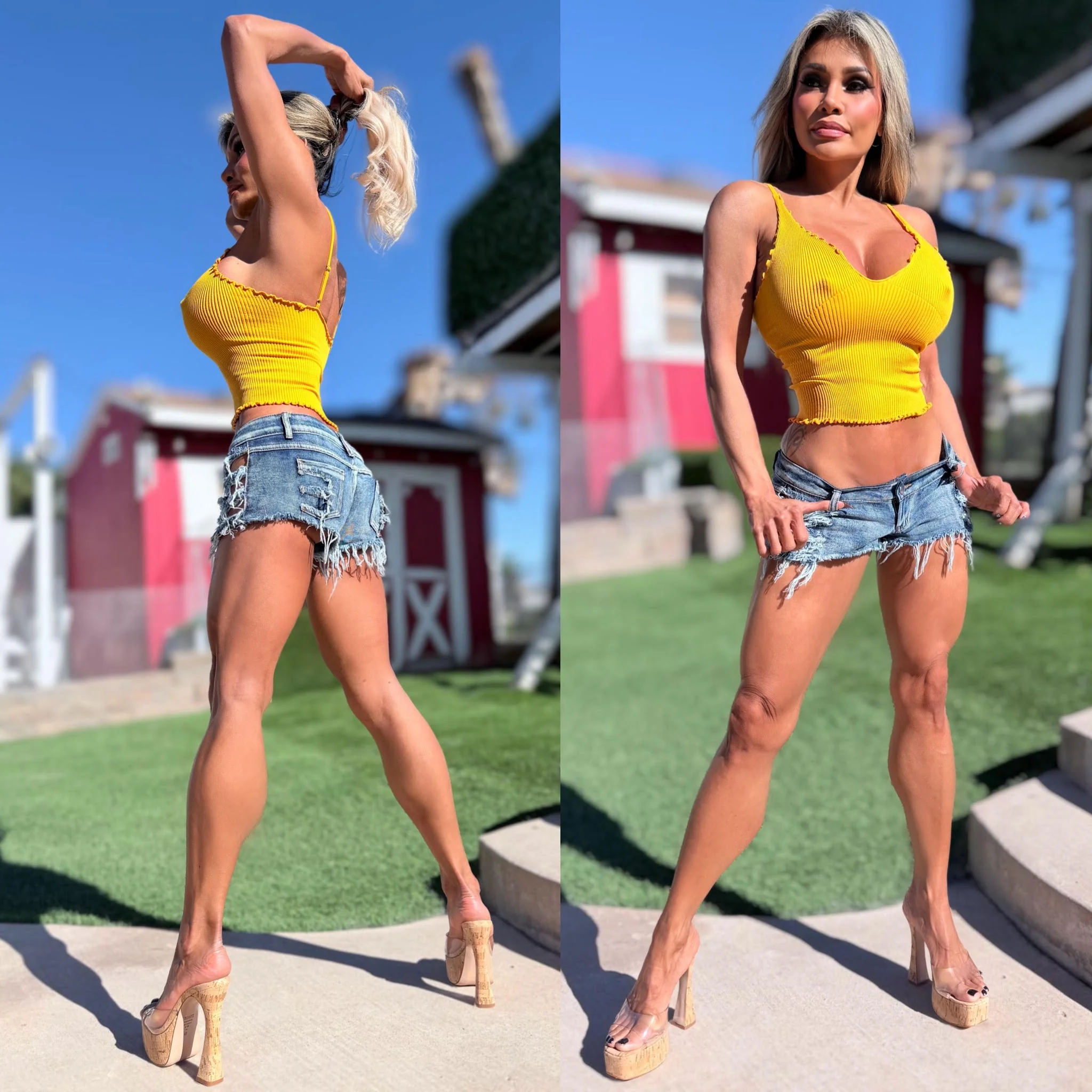 Connie's "PURE VIXEN" YELLOW SUNSHINE Ribbed RUFFLE Edge Tank Top " With SUPER STRETCH FIT ... 💋💋💋 - Image 4