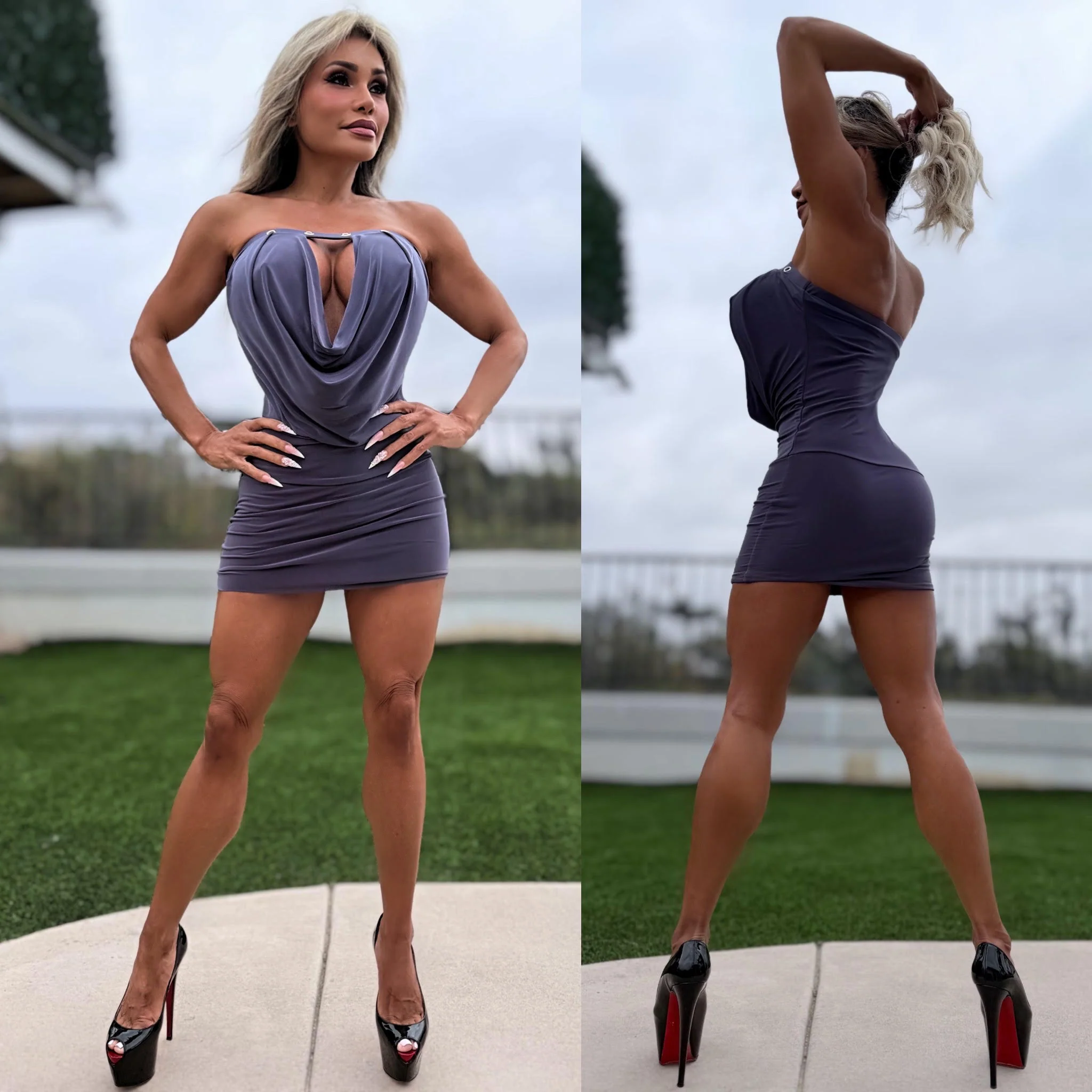 Connie's "RIVETED RICH ๐ฉถ GRAY Mini" PeeP Chest ๐, Tight Fit Bottom and Slouch fit Upper, Double Fabric ... Made in the USA - Image 4
