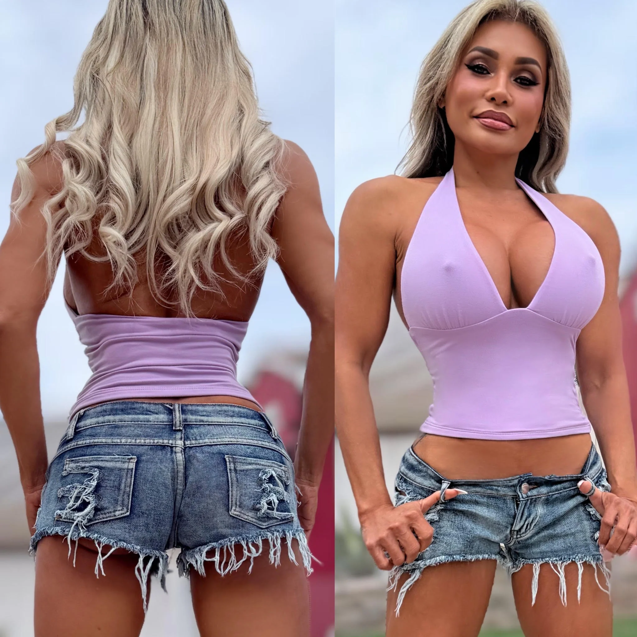 Connie's "Scarlet Temptation Halter Top" LAVENDER Double Fabric support, for use without a Bra, Made in the USA - Image 2