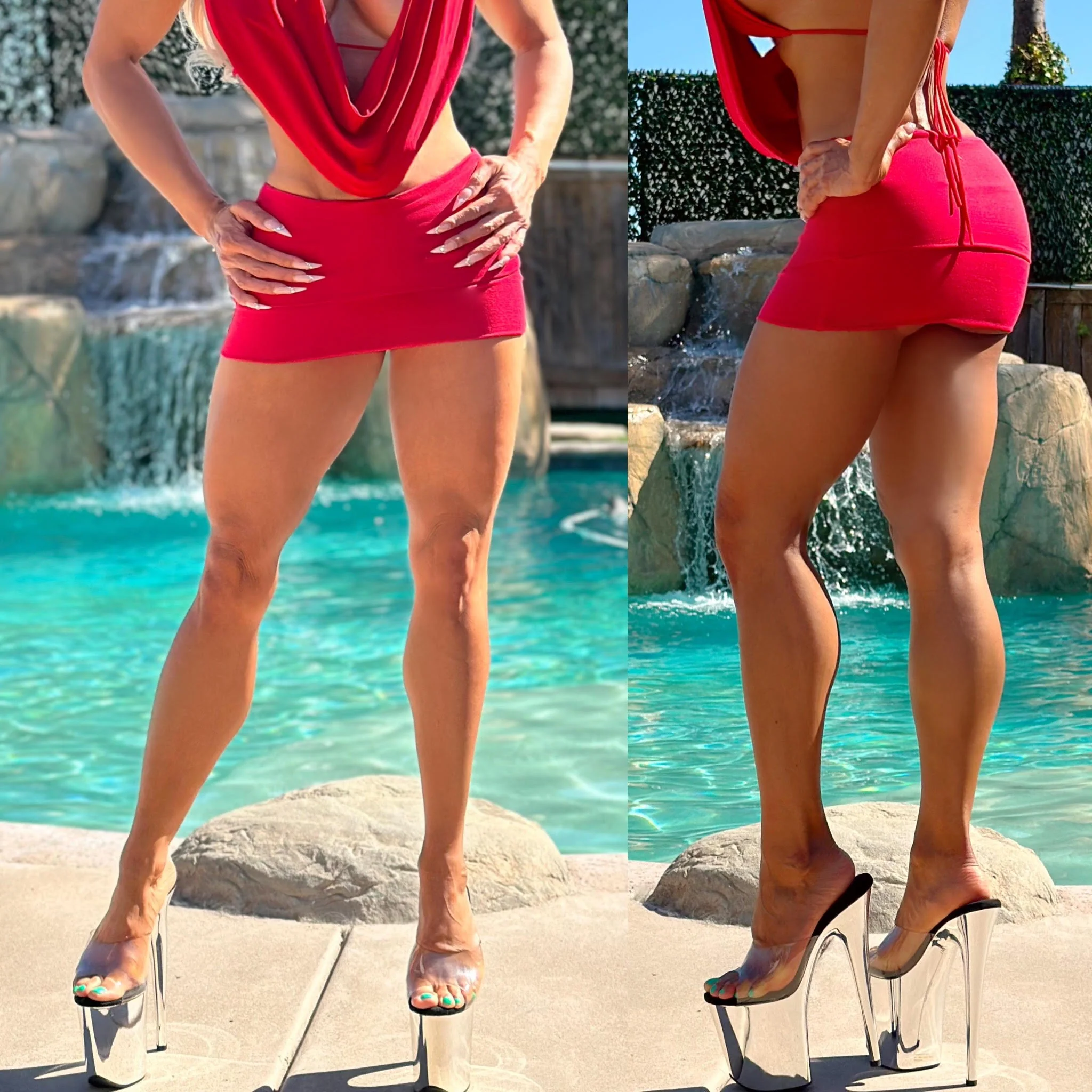 Connie's "Seductive VIXEN Plunge Halter Top" RED with Built in Triangle Top Support .. Made in the USA - Image 10