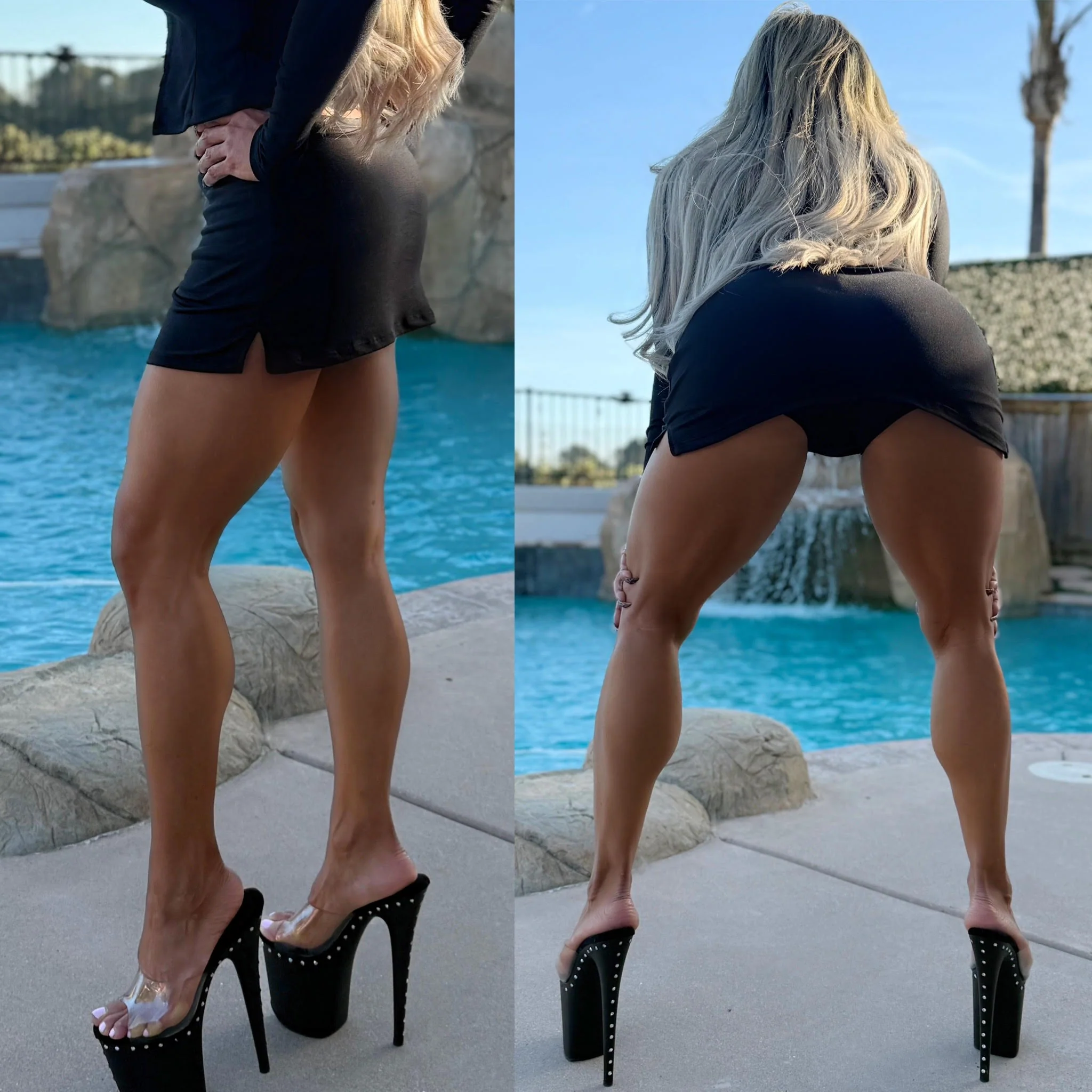 Connie's "LOW WAIST MICRO MINI SKIRT" Side thigh Cuts and Built in Boy Shorts🍸, Full Stretch Fabric ... Made in USA - Image 5