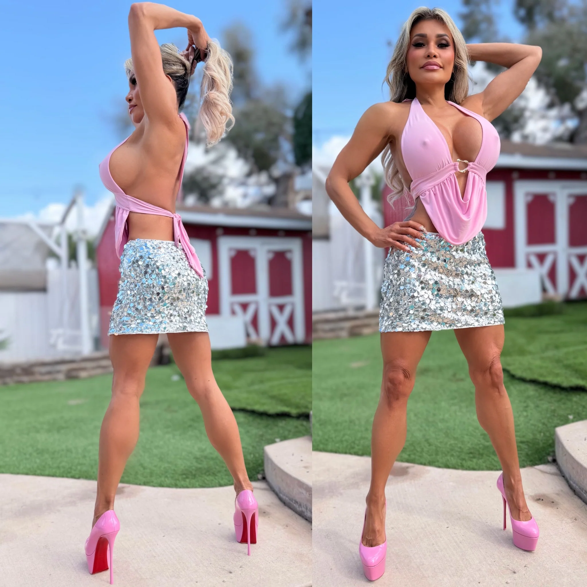 Connie's EXCLUSIVE "LOW RISE WAIST MODERN SEQUIN MINI SKIRT" SILVER Multi sized Sequin, Lined and Stretch Fit, Zip Closure - Image 5