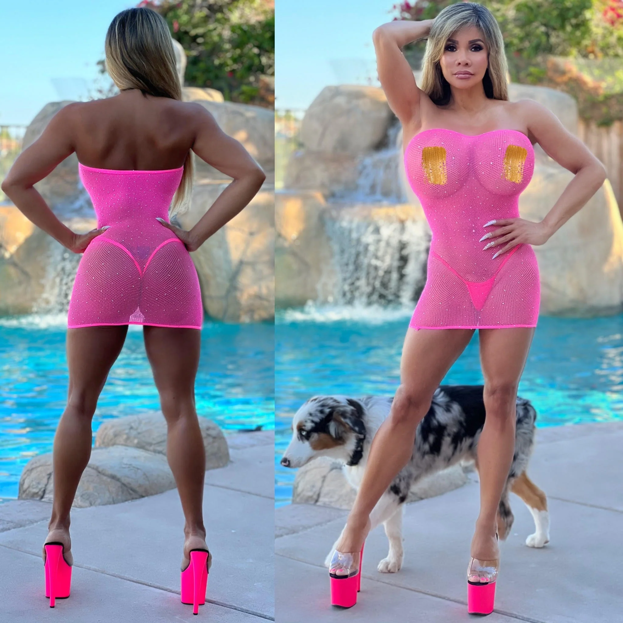 Connie's "Something PINK For Dessert" Rhinestone Sparkle Extreme Stretch See Thru MESH Lingerie Mini Dress - Image 3