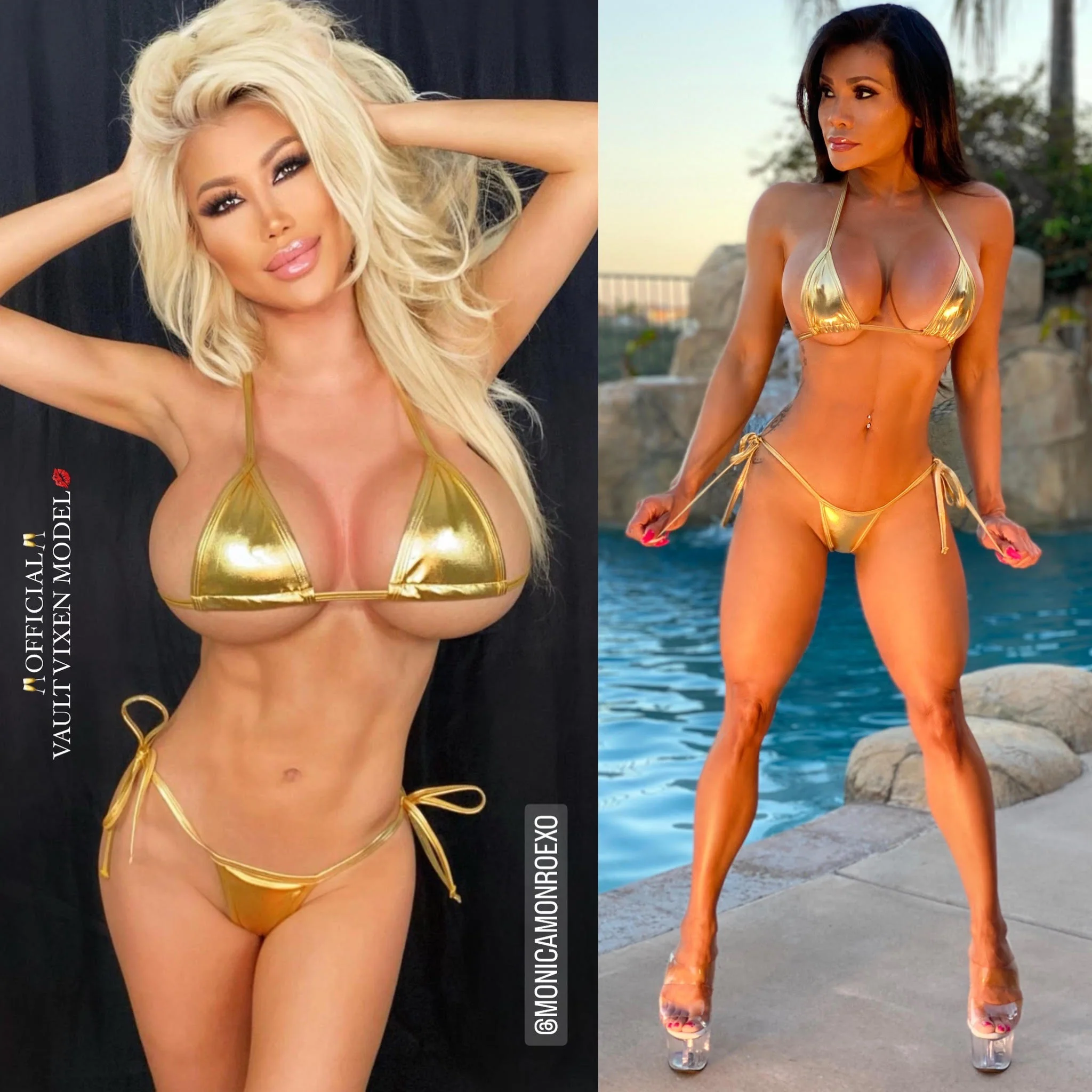Connie's "VIP Vegas Pool Party, Metallic 💰GOLD 💰 Thong Bikini" Micro 🍸 Mini Bikini Set😘 - Image 4